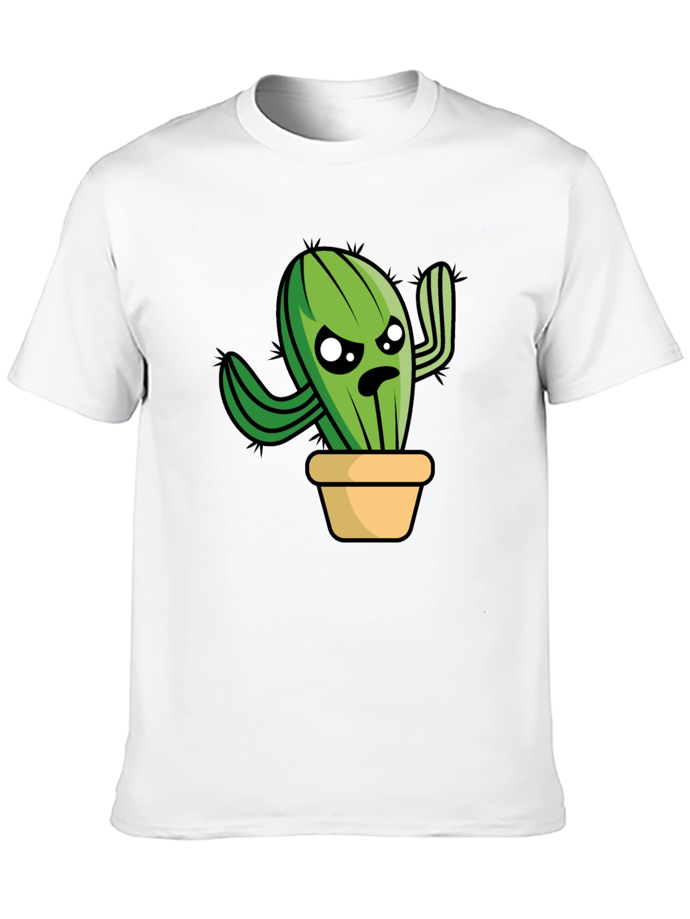 Funny Grumpy Cactus in Pot Graphic T-Shirt