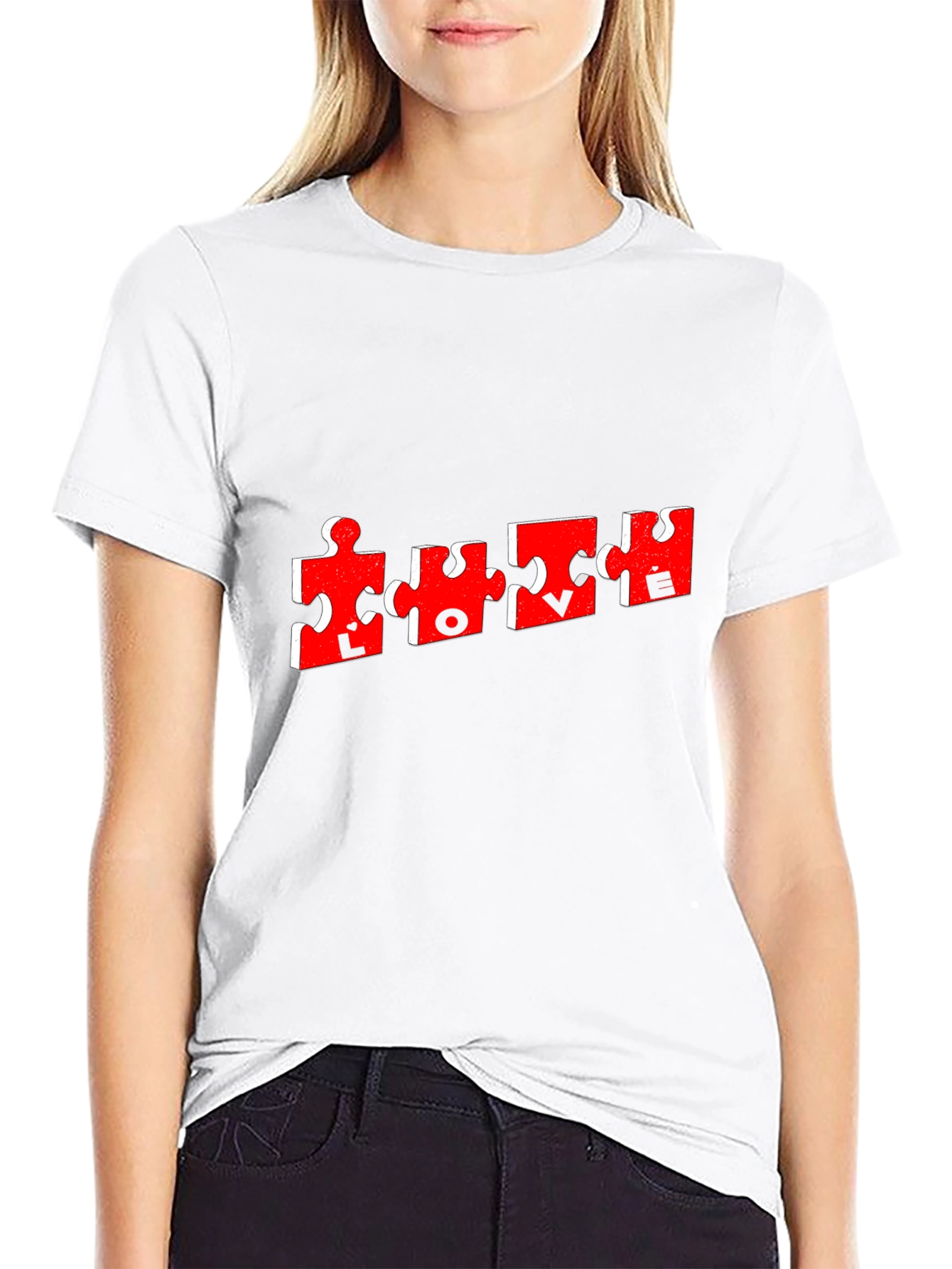 Puzzle Piece Love T-Shirt - Mens Black Tee