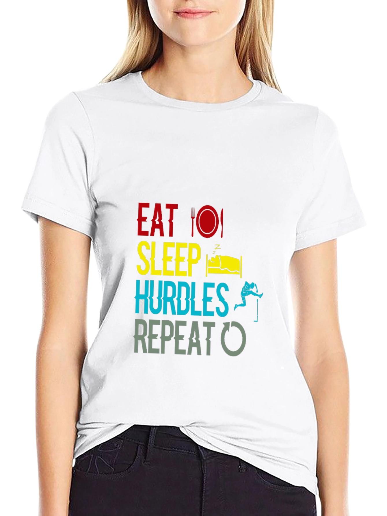 Eat Sleep Hurdles Repeat Black T-Shirt