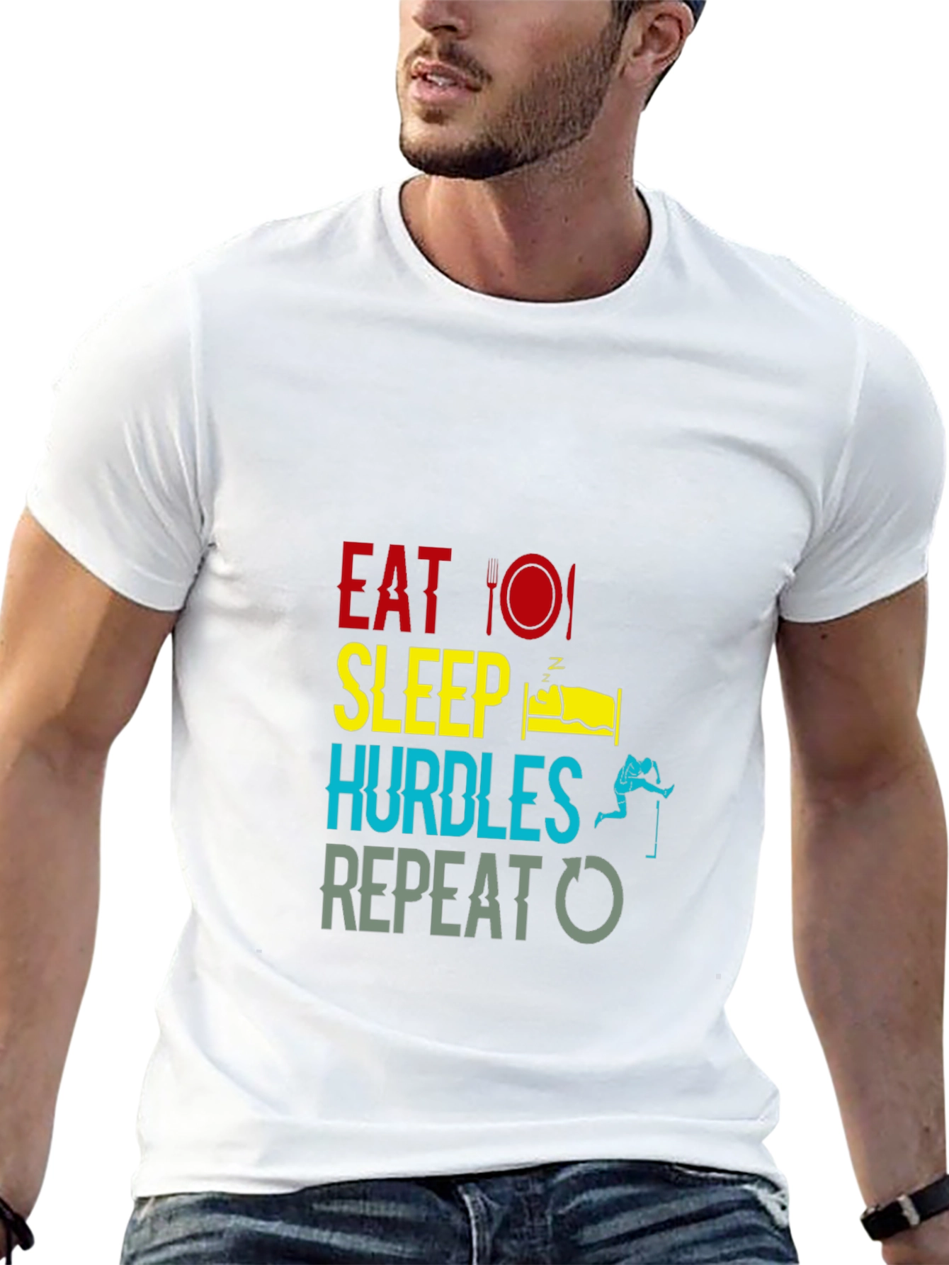 Eat Sleep Hurdles Repeat Black T-Shirt