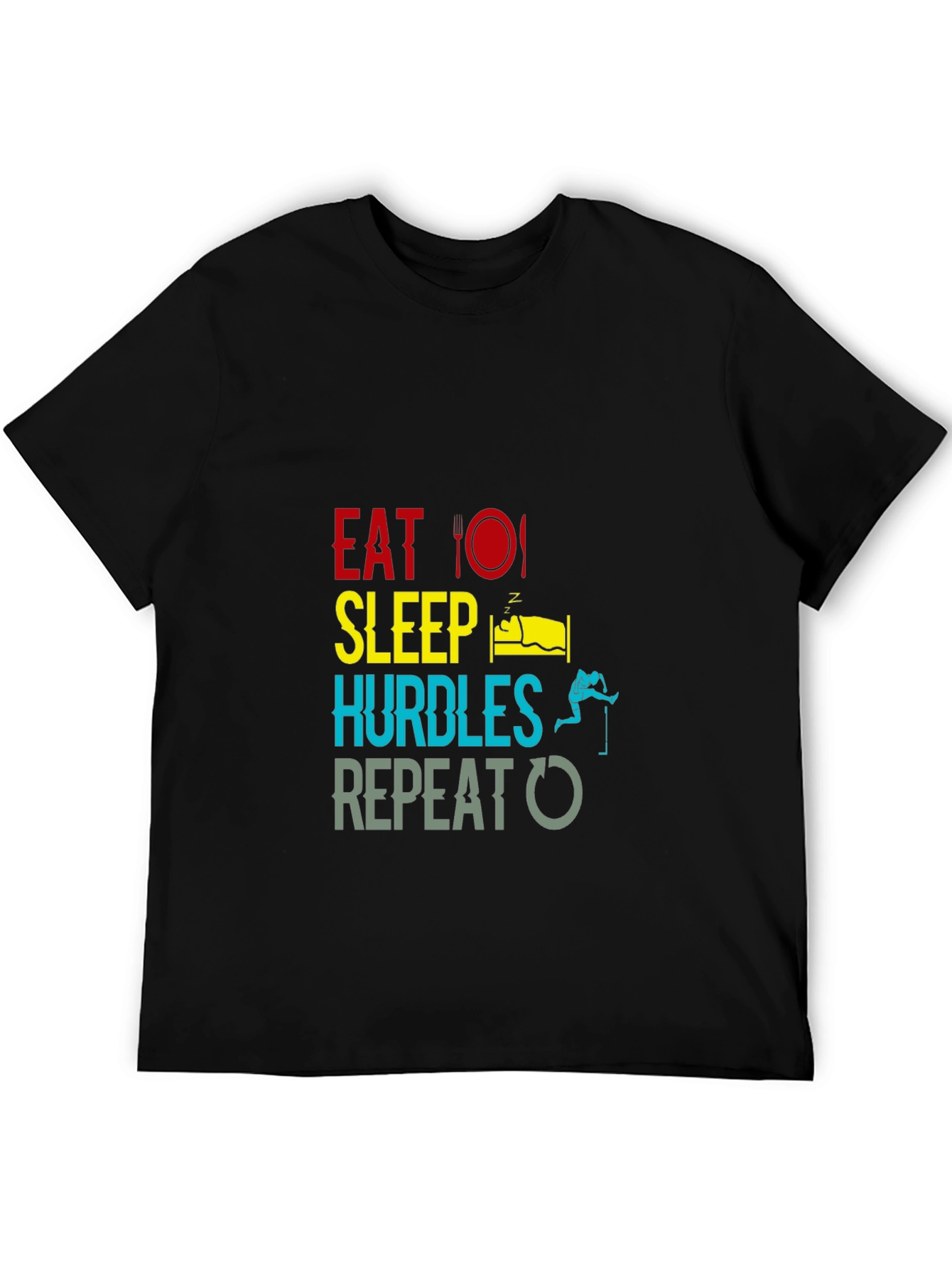 Eat Sleep Hurdles Repeat Black T-Shirt