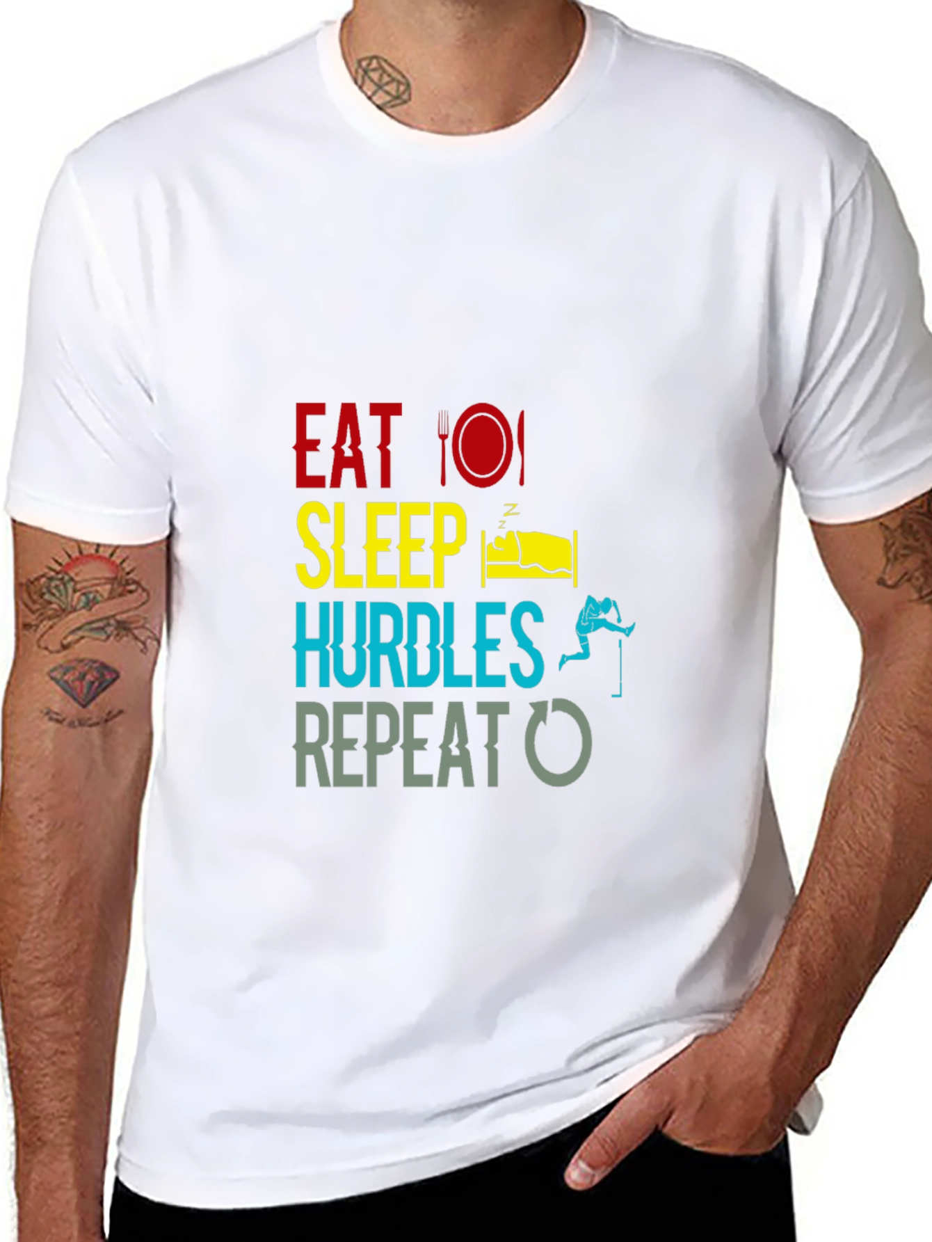 Eat Sleep Hurdles Repeat Black T-Shirt