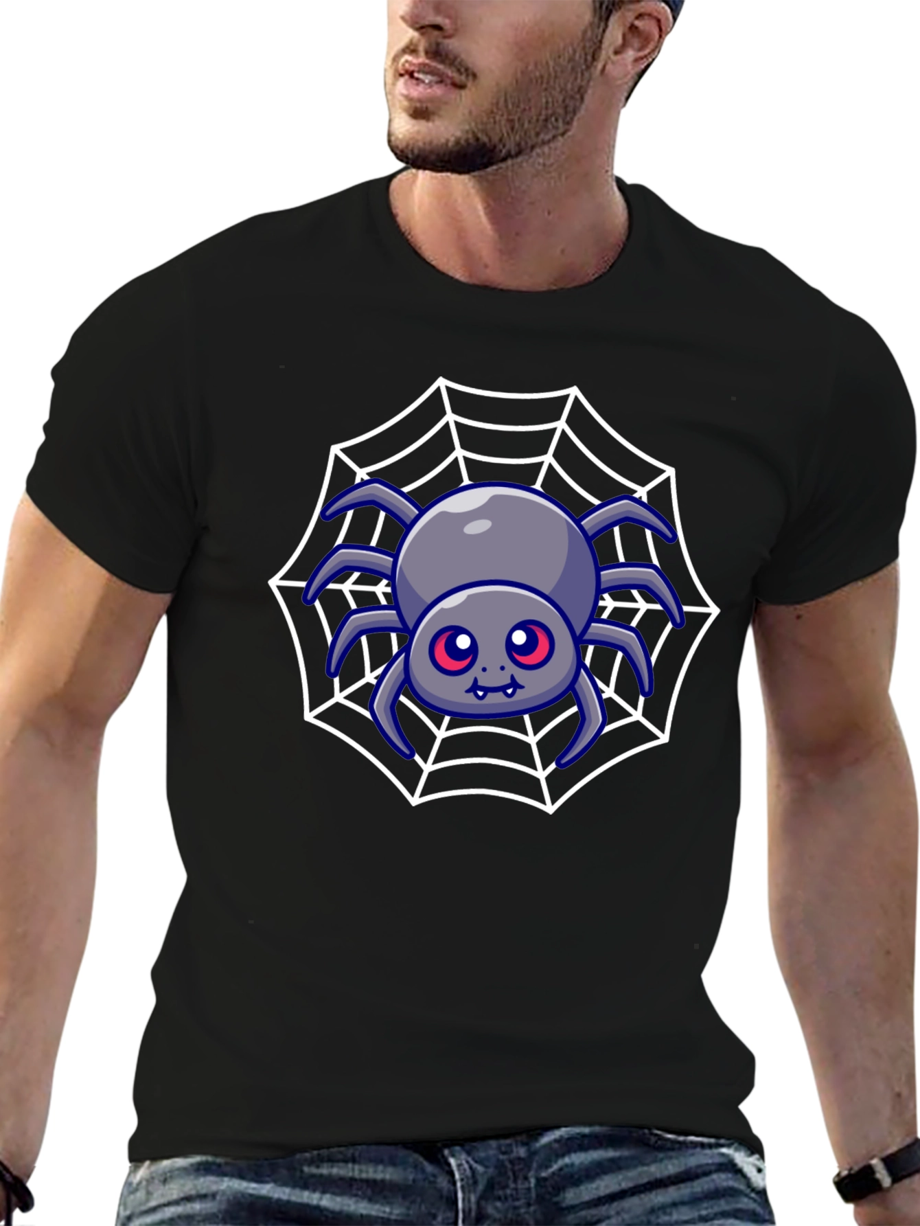 Spooky Spider Web Graphic Tee - Halloween Shirt