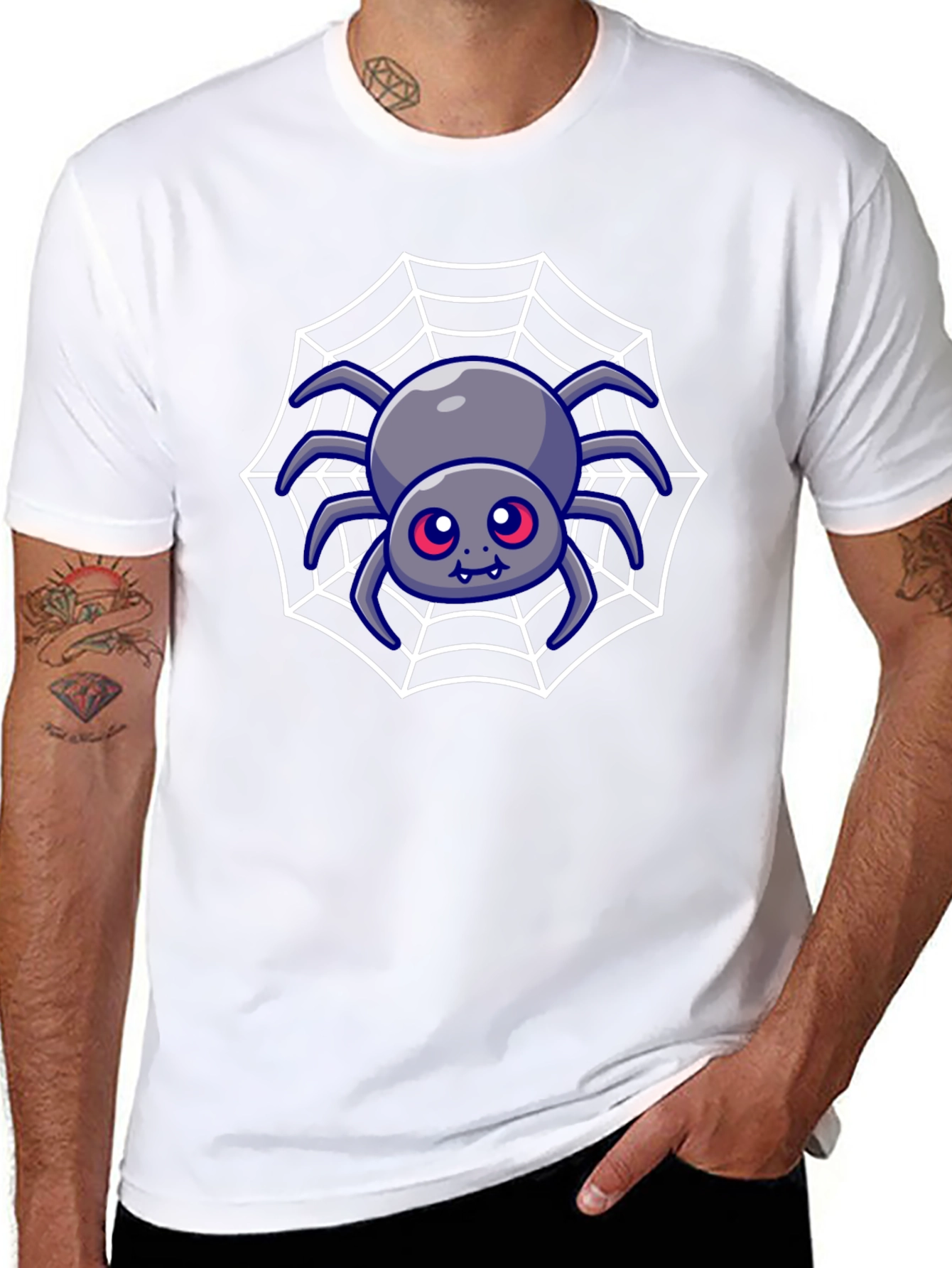 Spooky Spider Web Graphic Tee - Halloween Shirt
