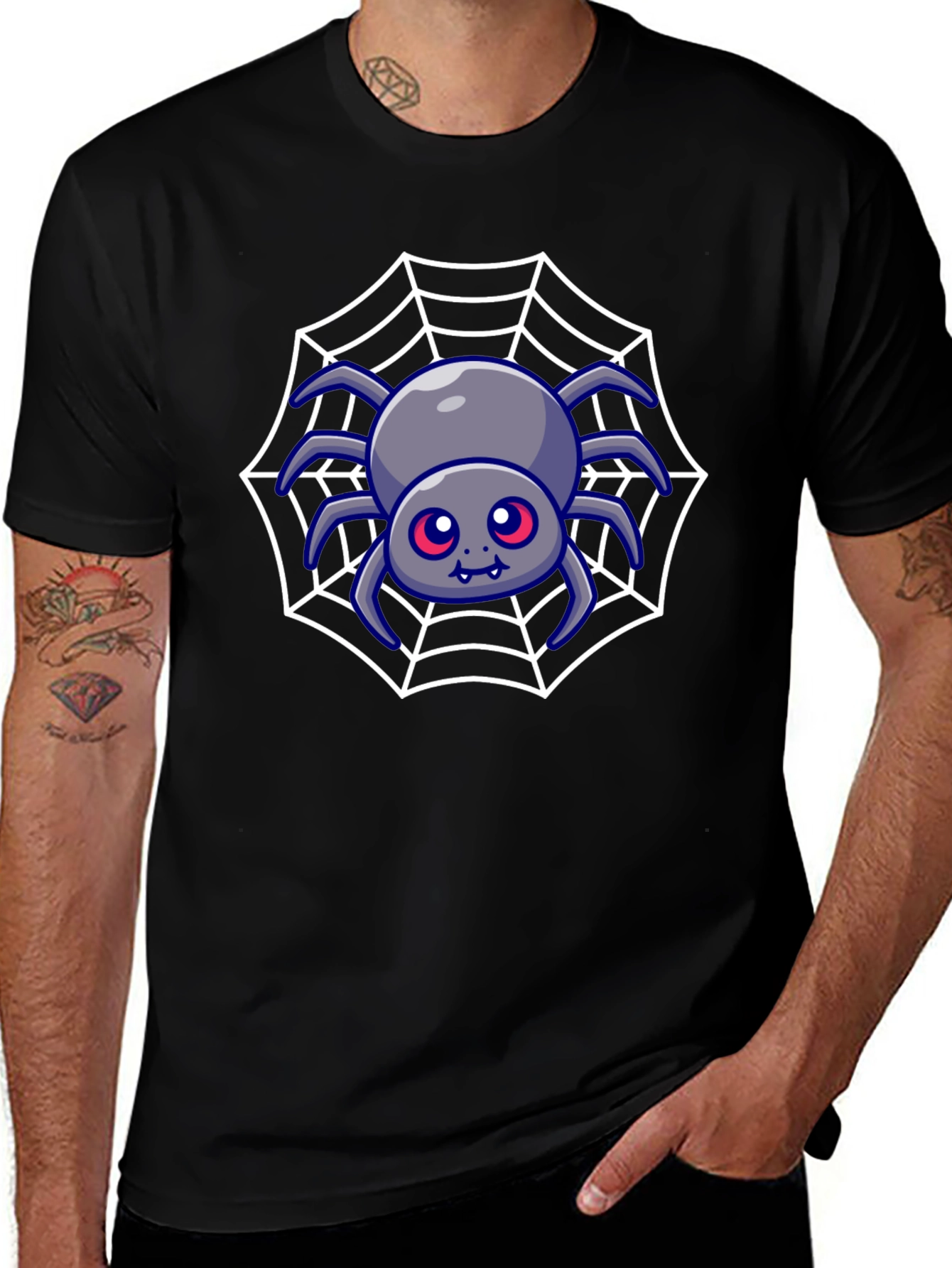Spooky Spider Web Graphic Tee - Halloween Shirt