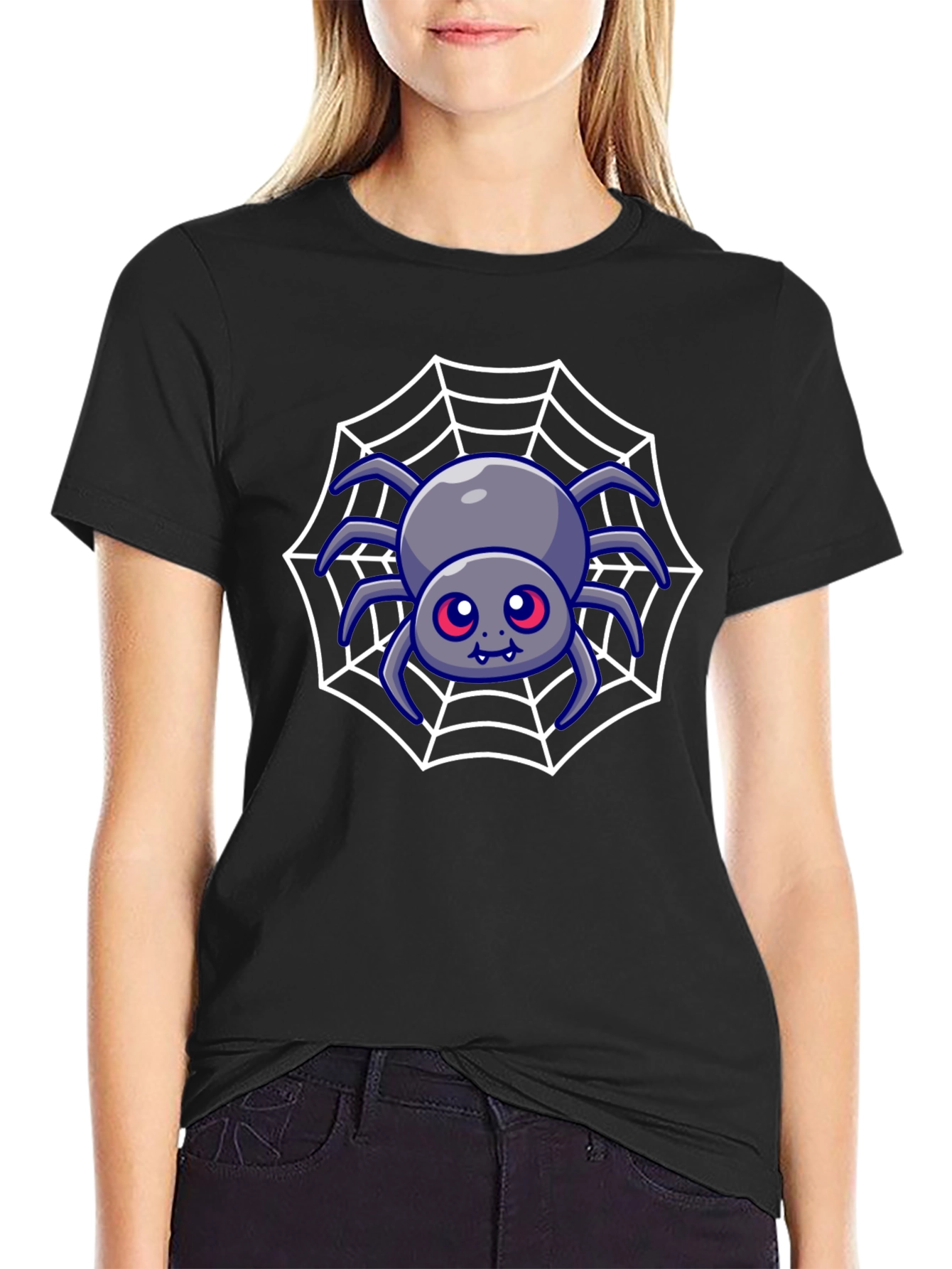 Spooky Spider Web Graphic Tee - Halloween Shirt