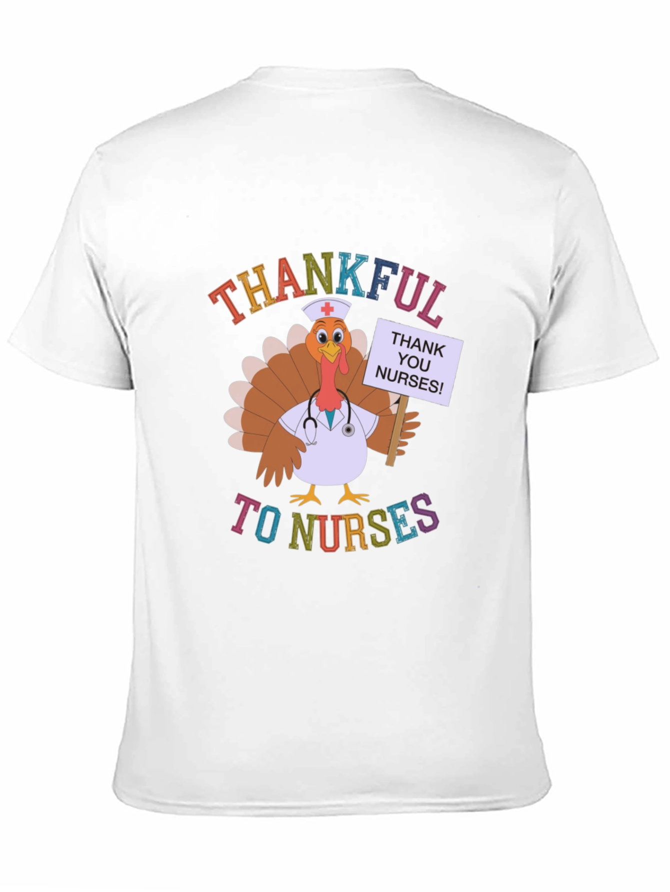 Thankful to Nurses Turkey Thanksgiving Black T-Shirt