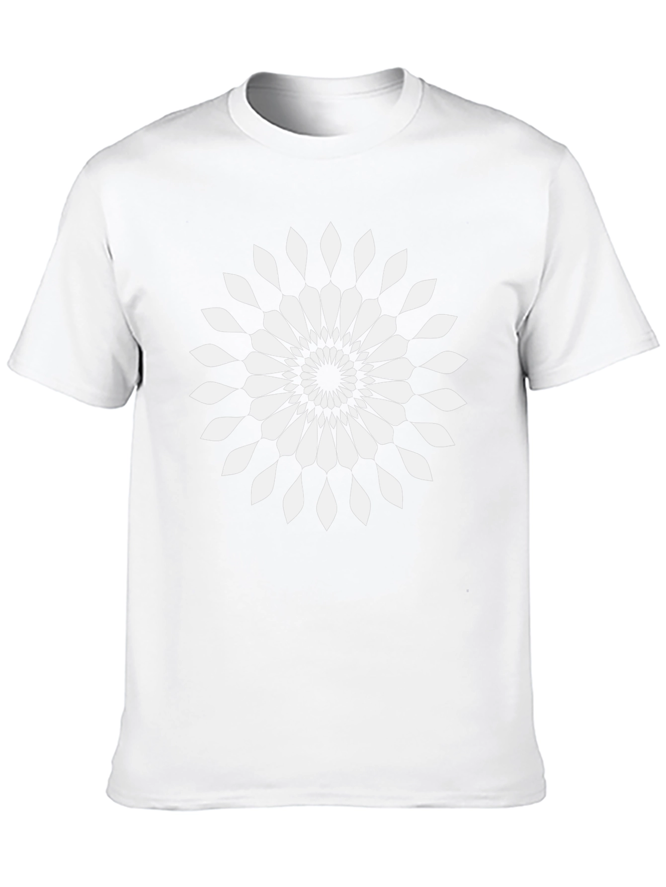 Black T-Shirt with White Geometric Floral Design