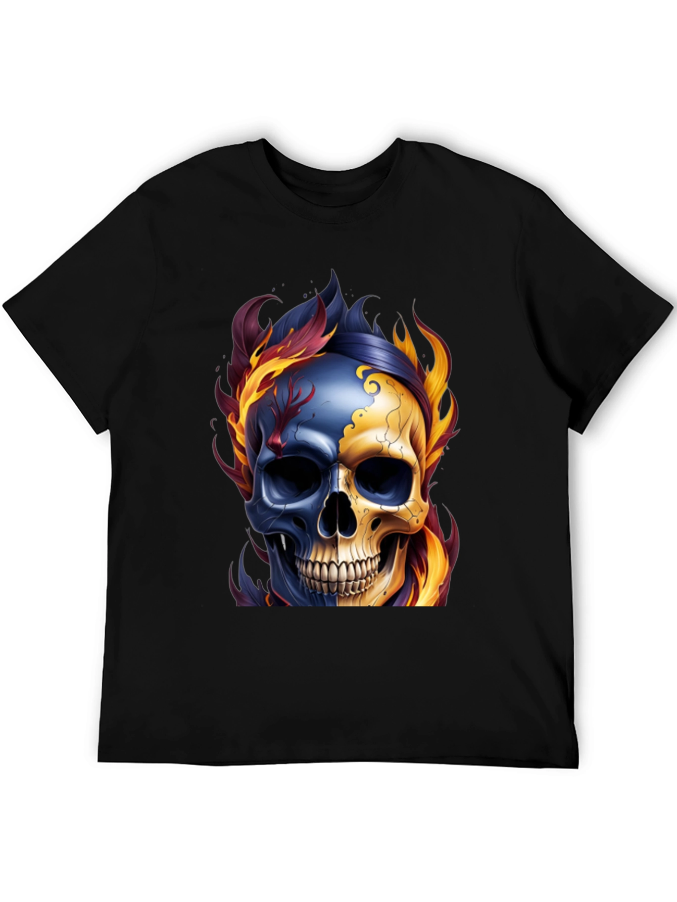 Fiery Skull Graphic Tee - Mens Black T-Shirt