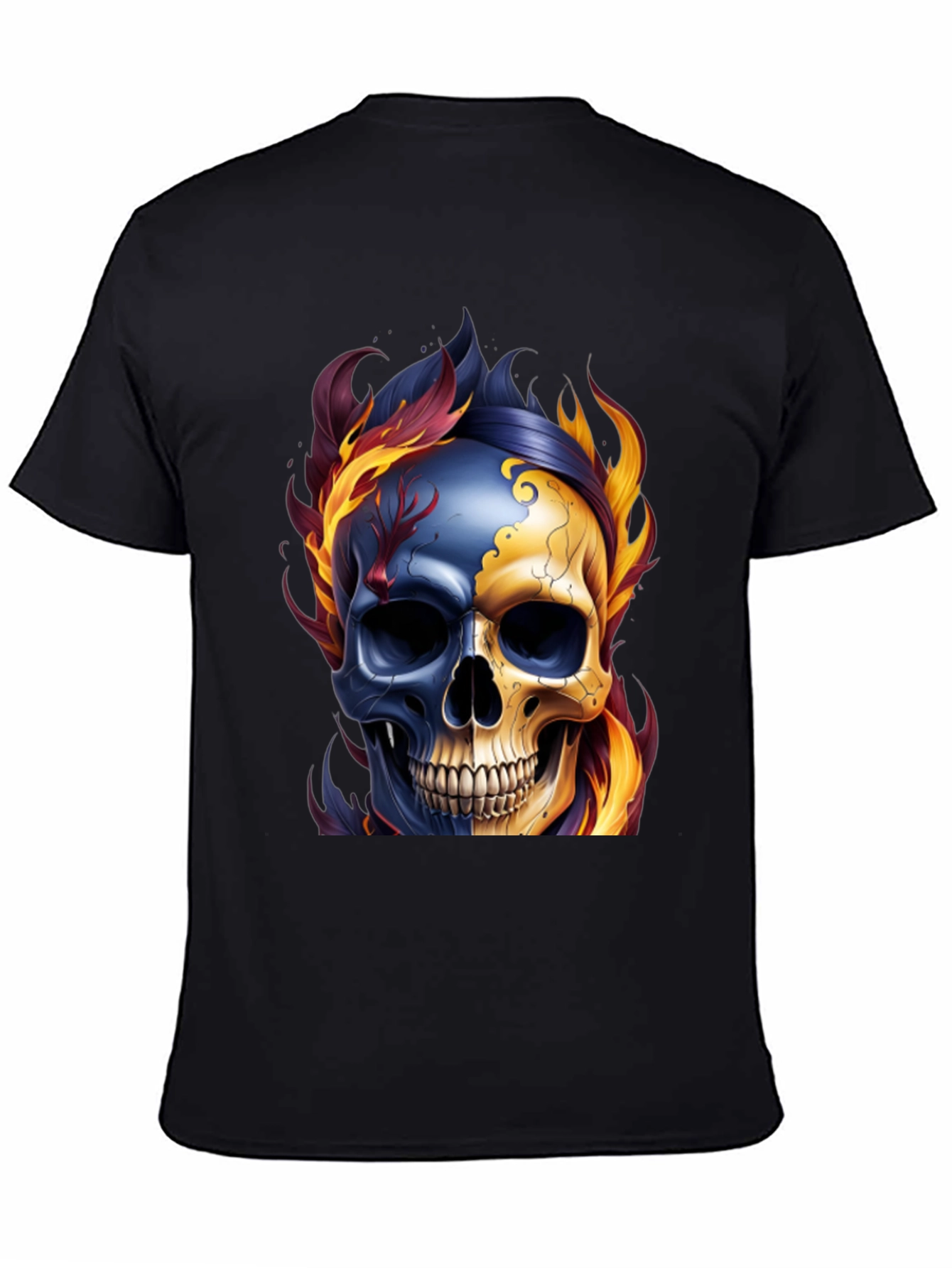 Fiery Skull Graphic Tee - Mens Black T-Shirt