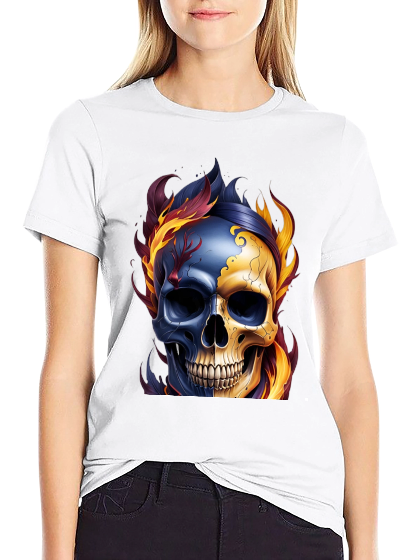 Fiery Skull Graphic Tee - Mens Black T-Shirt