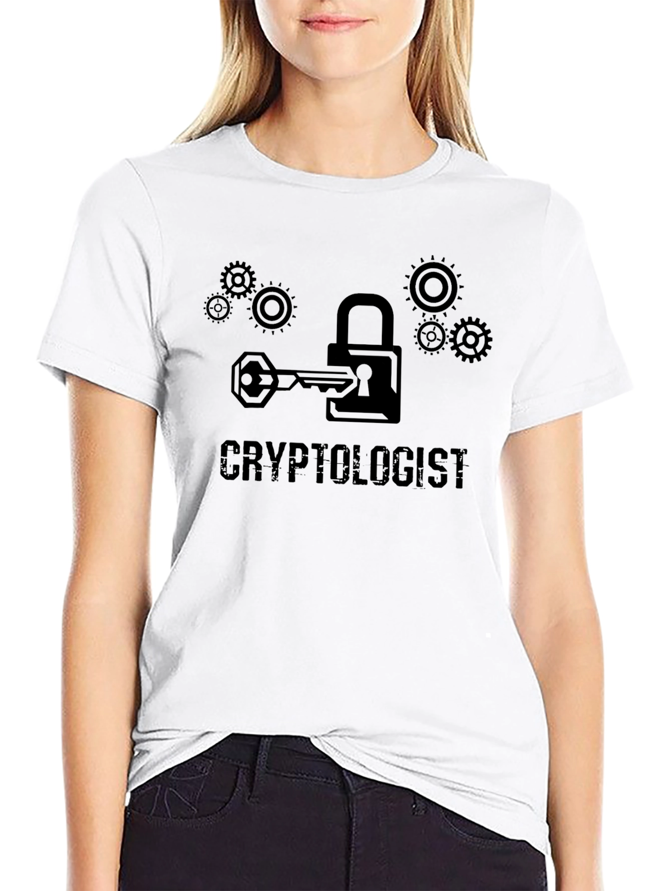 Cryptologist Key & Lock Graphic Tee - Black