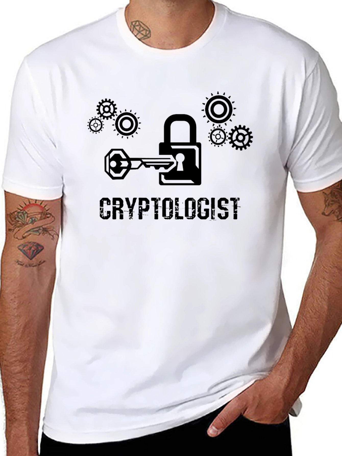 Cryptologist Key & Lock Graphic Tee - Black