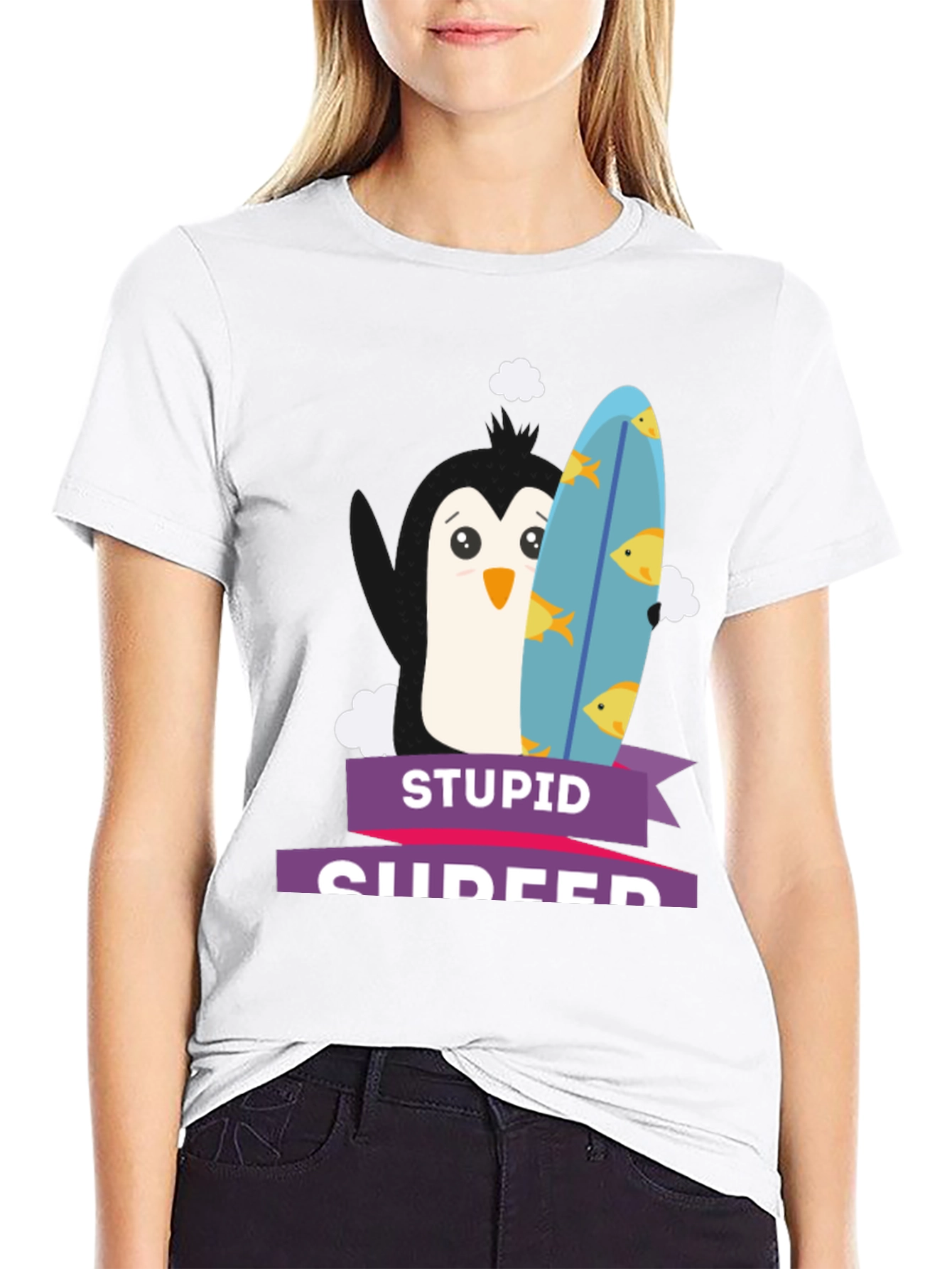 Stupid Surfer T-Shirt - Penguin Graphic Tee