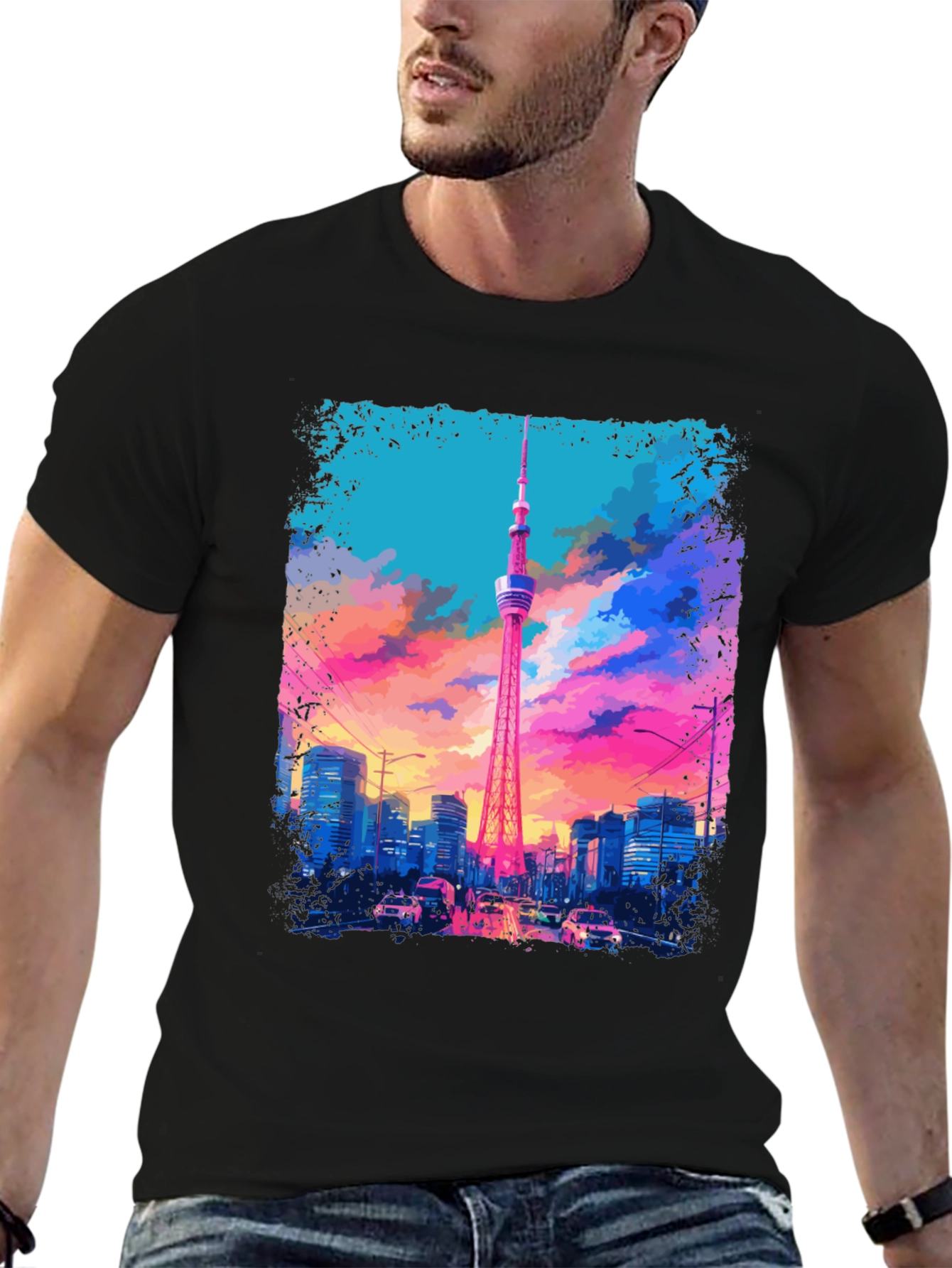 Tokyo Tower Graphic Tee - Vivid Cityscape Design