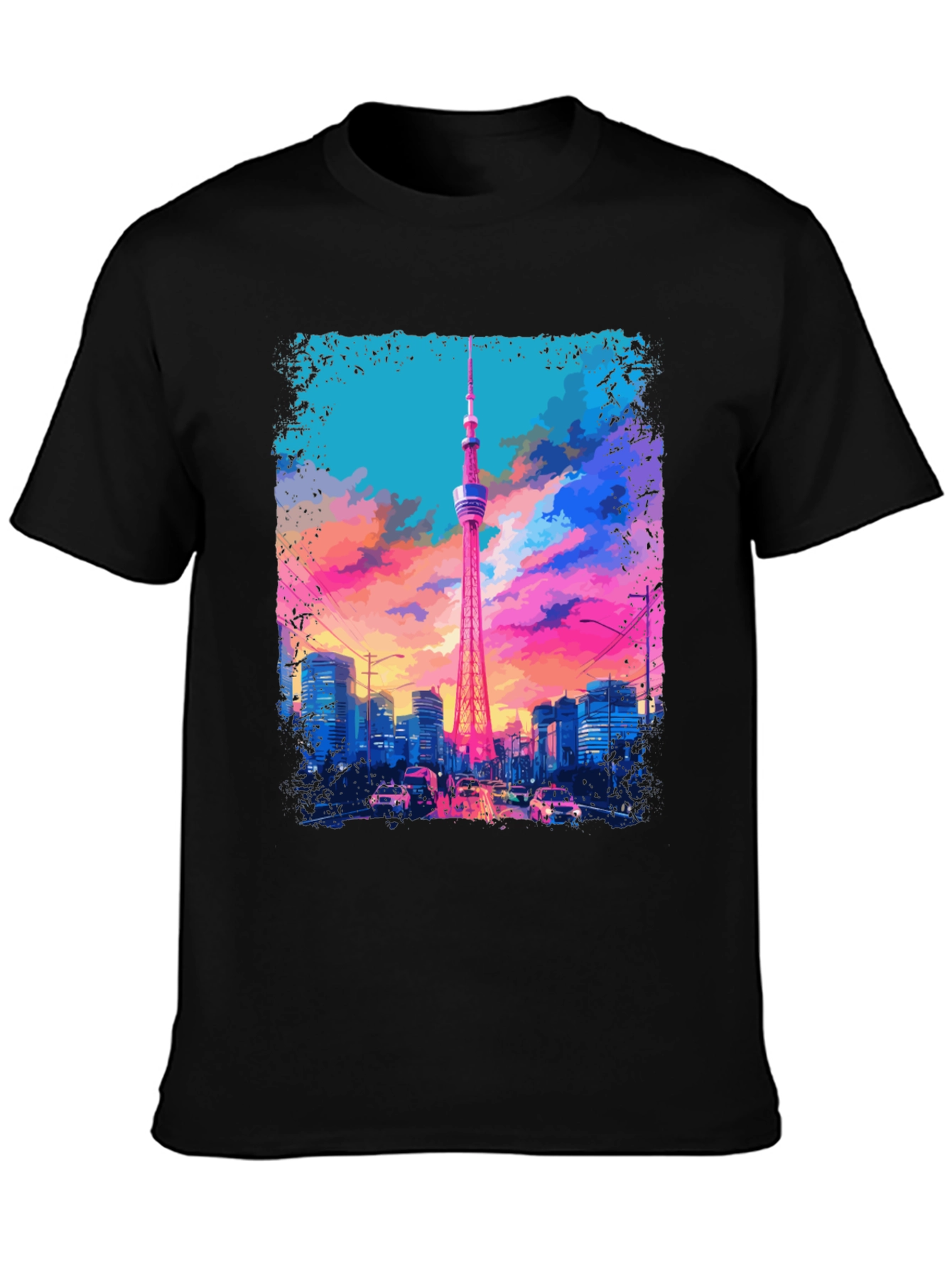 Tokyo Tower Graphic Tee - Vivid Cityscape Design