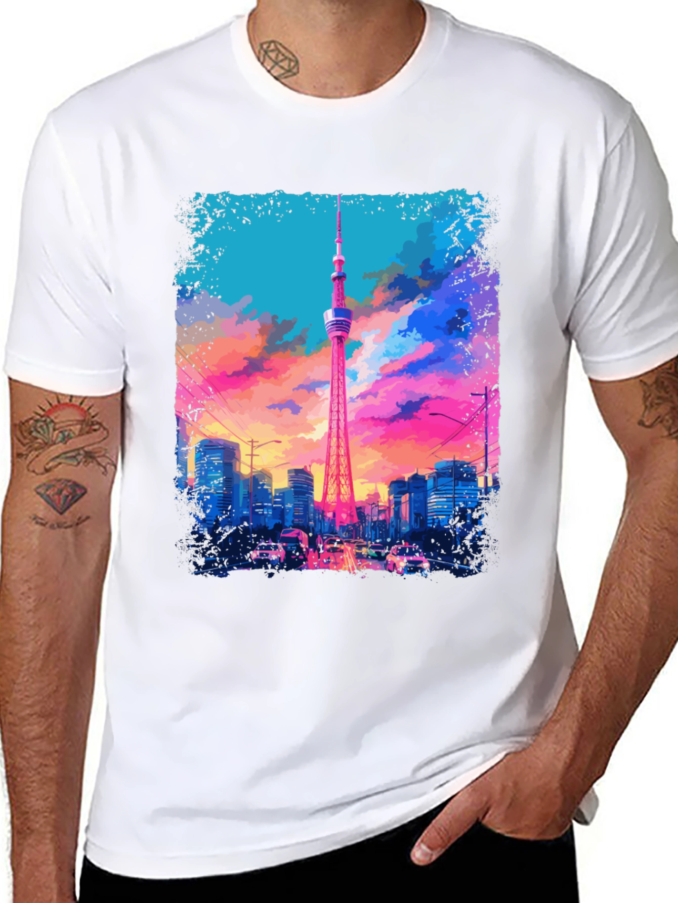 Tokyo Tower Graphic Tee - Vivid Cityscape Design