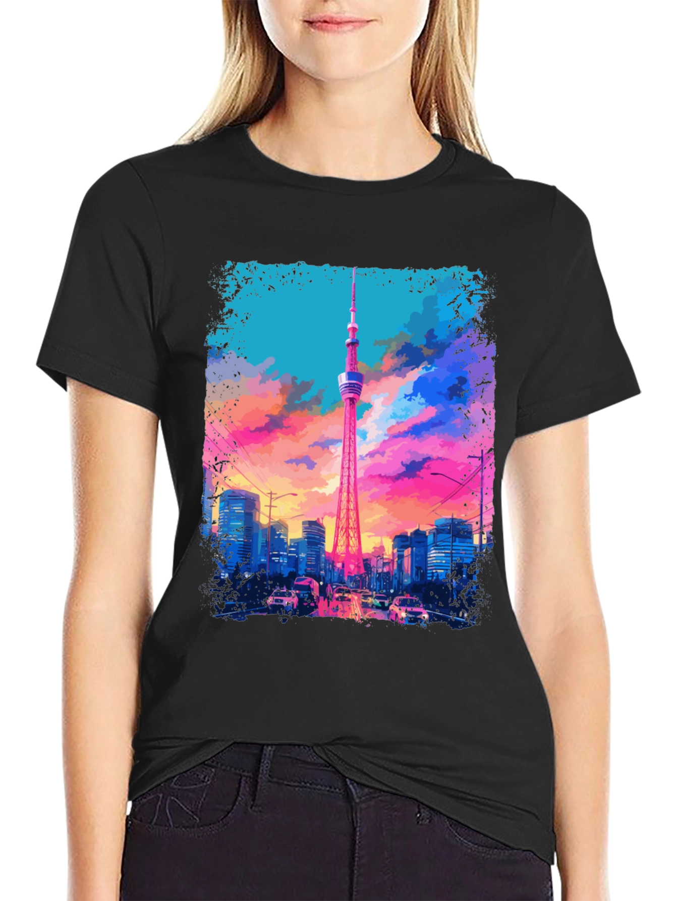Tokyo Tower Graphic Tee - Vivid Cityscape Design
