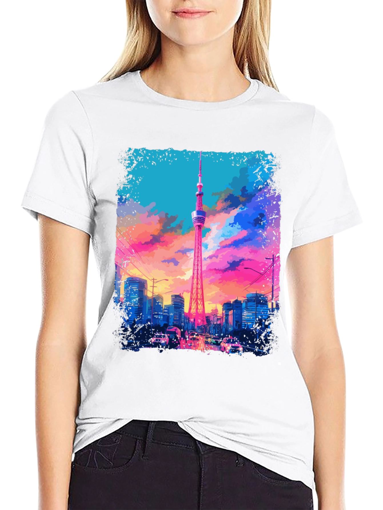 Tokyo Tower Graphic Tee - Vivid Cityscape Design
