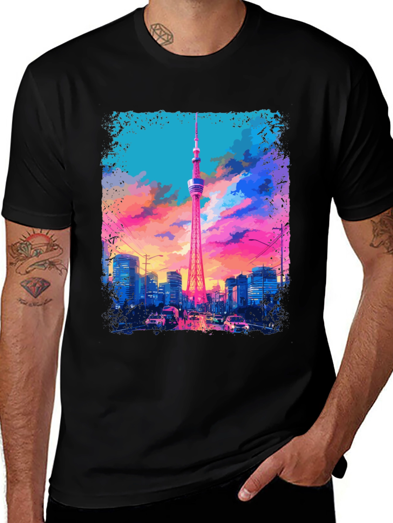 Tokyo Tower Graphic Tee - Vivid Cityscape Design