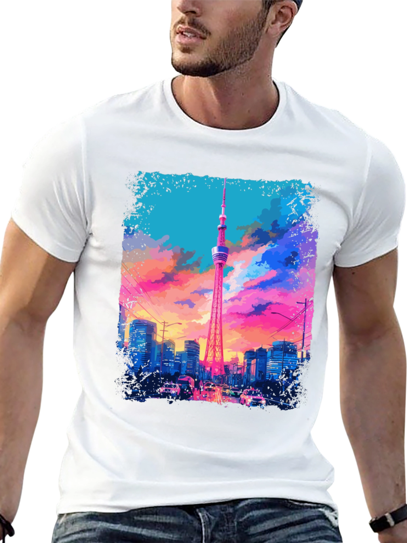 Tokyo Tower Graphic Tee - Vivid Cityscape Design