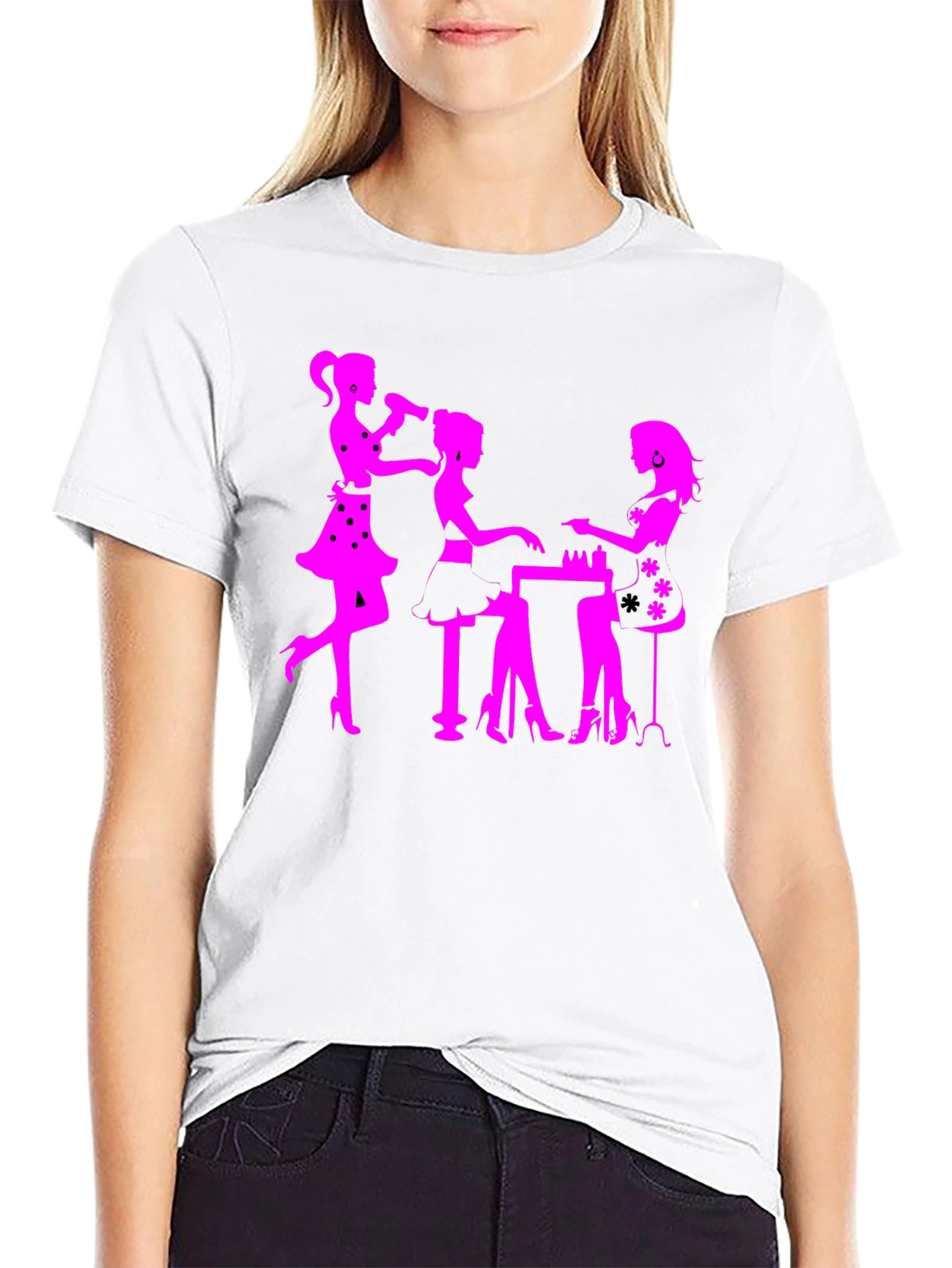Salon Ladies Black Graphic Tee