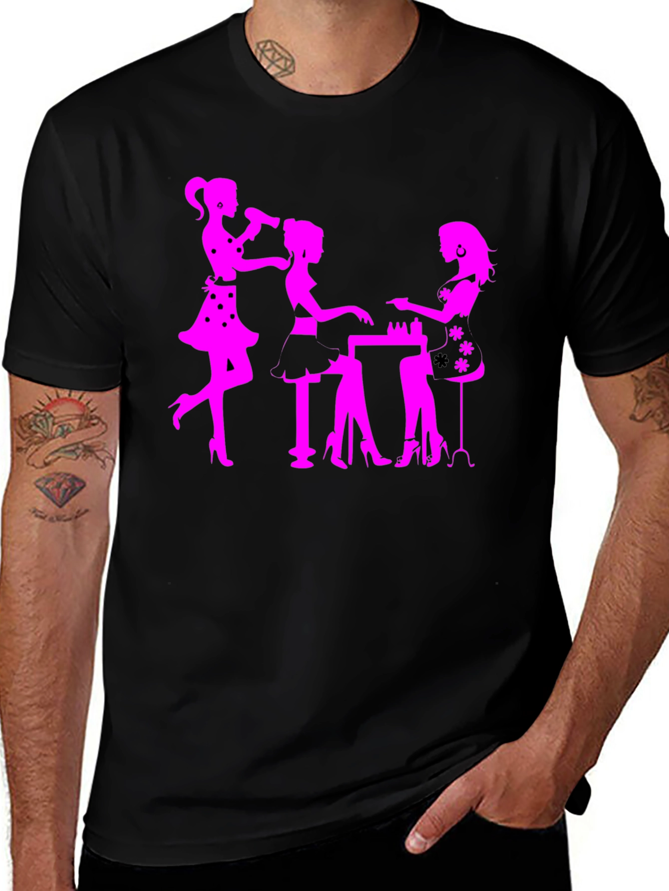 Salon Ladies Black Graphic Tee
