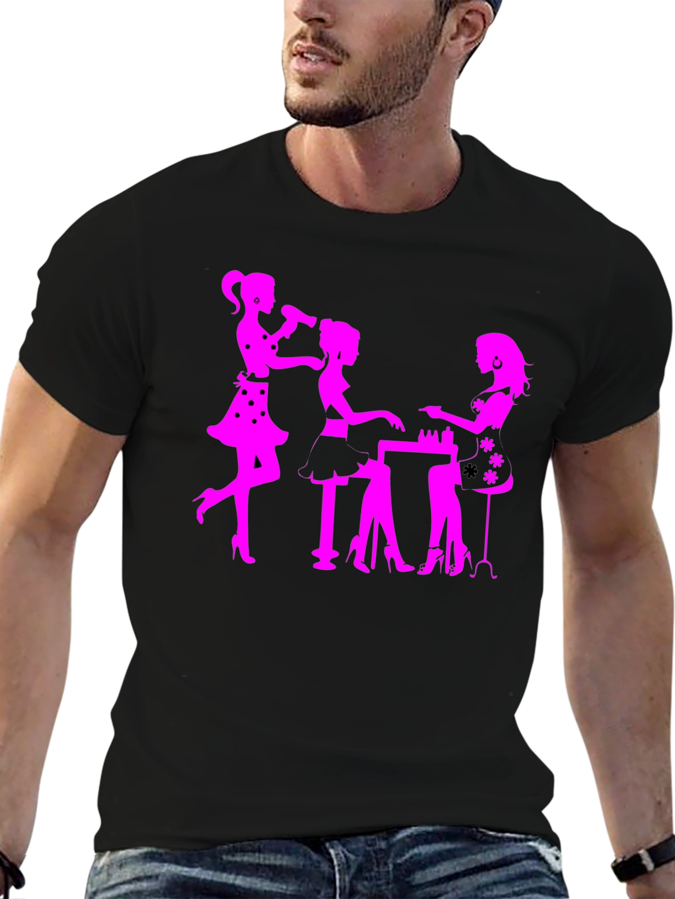 Salon Ladies Black Graphic Tee