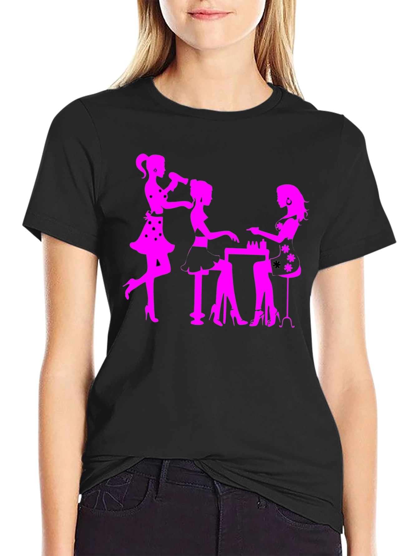Salon Ladies Black Graphic Tee