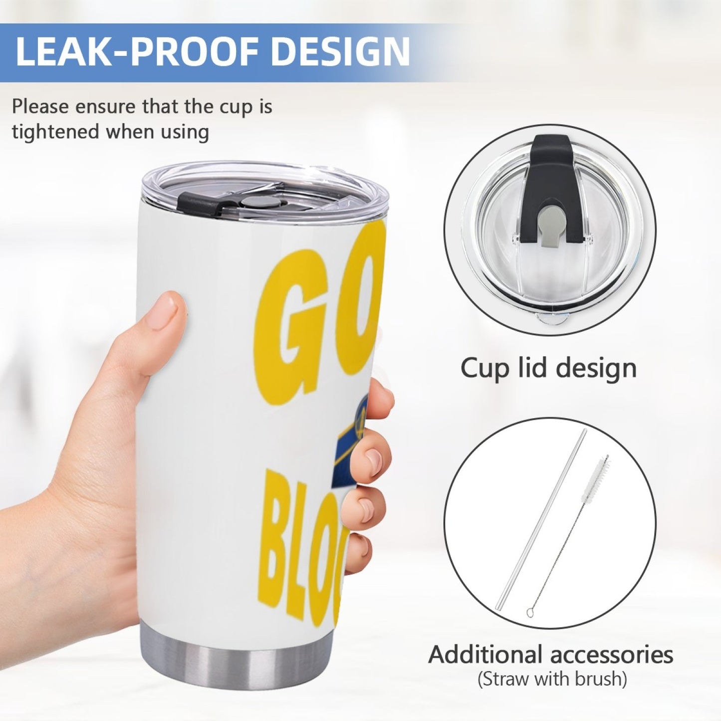 Insulated Stainless Steel Coffee Cup - Leak-Proof Graphic Travel Tumbler