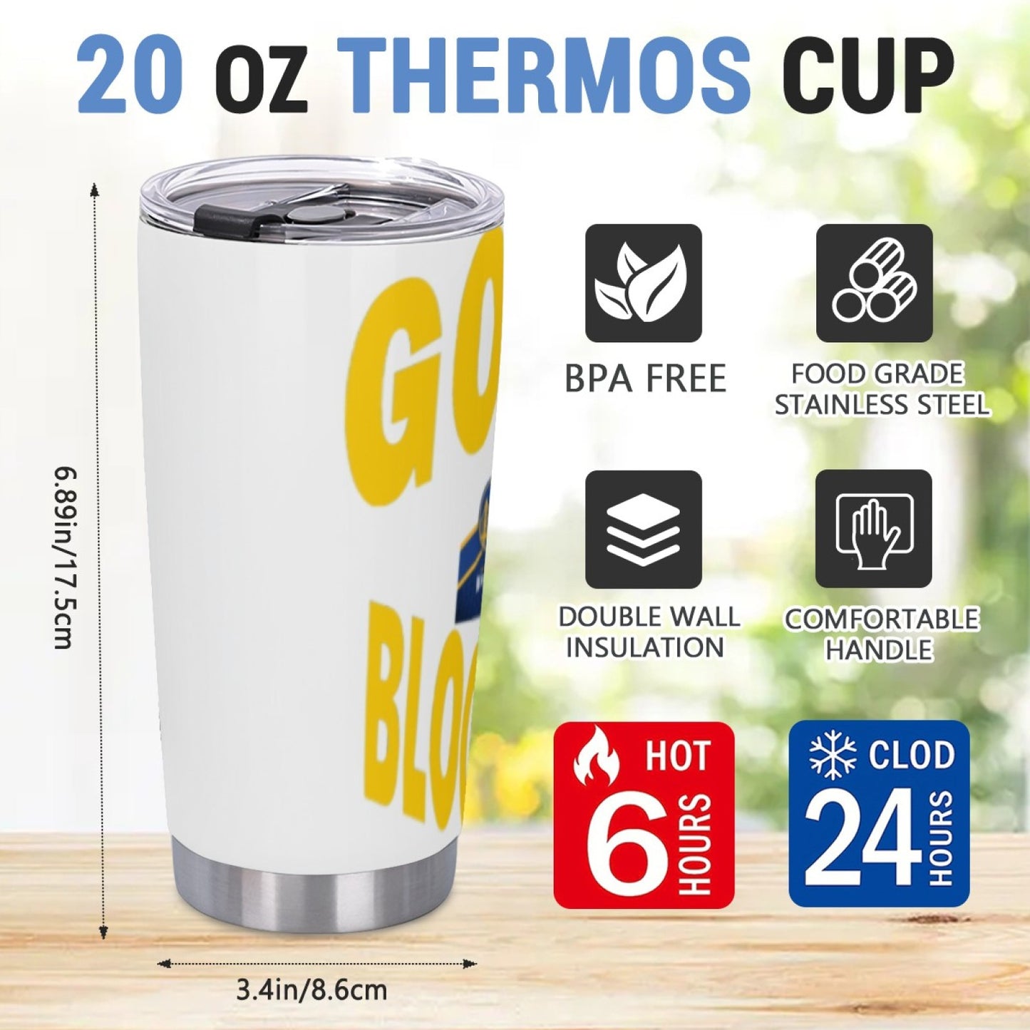 Insulated Stainless Steel Coffee Cup - Leak-Proof Graphic Travel Tumbler