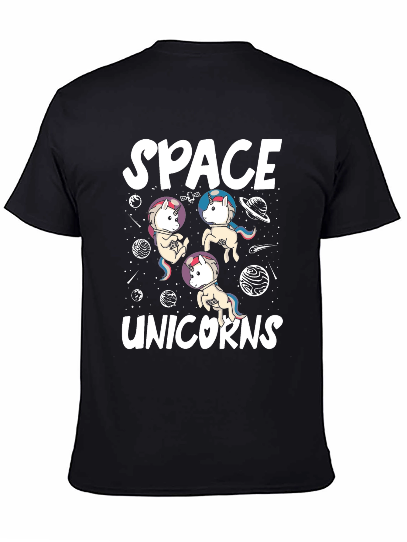 Space Unicorns Black Graphic T-Shirt