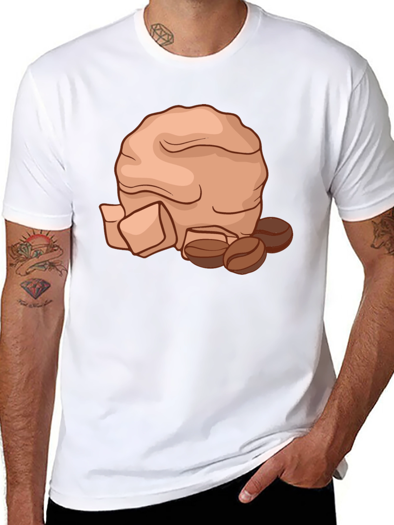 Coffee Lovers T-Shirt - Brown Bag & Beans Design