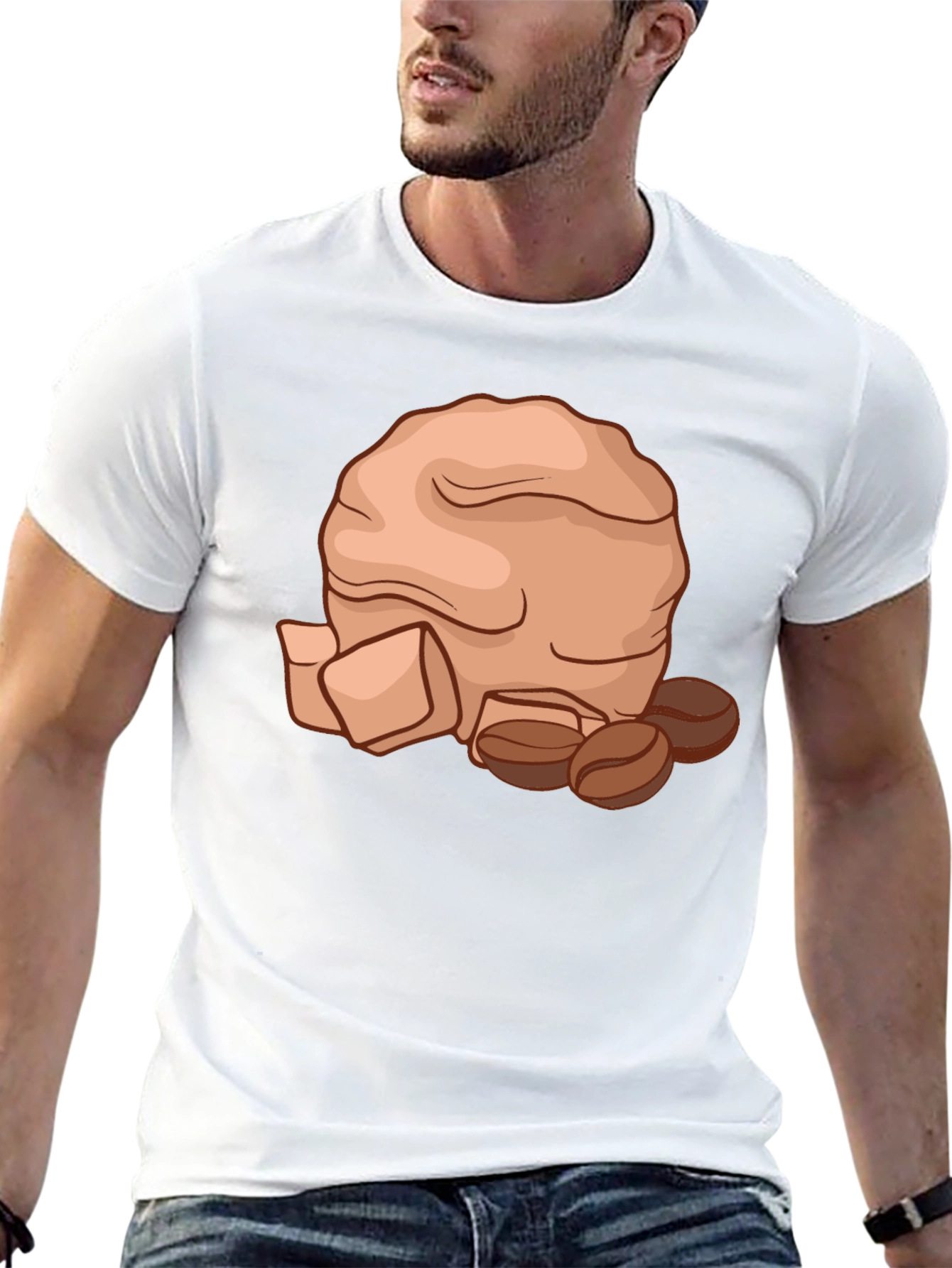 Coffee Lovers T-Shirt - Brown Bag & Beans Design