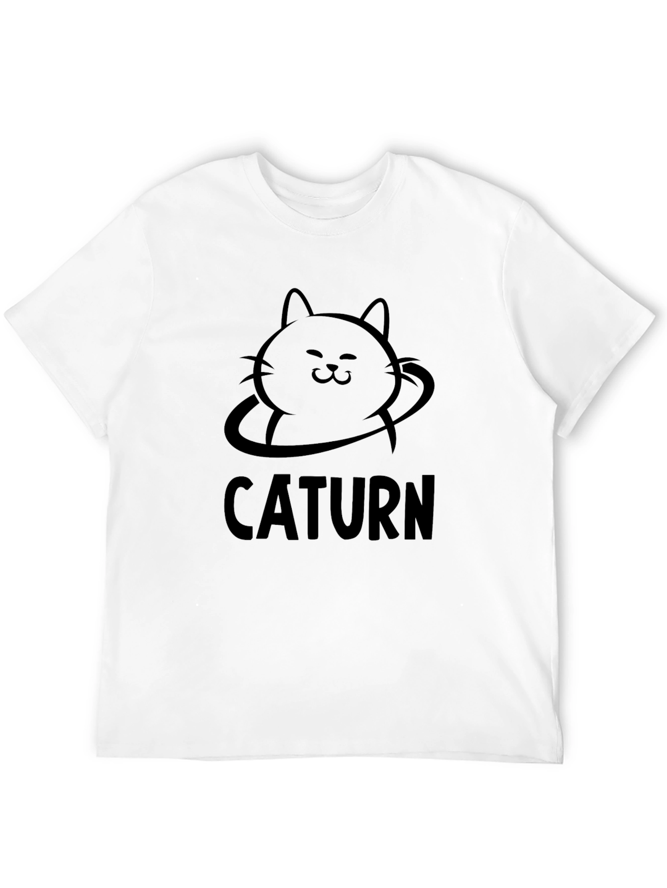 CATURN Black Graphic Tee - Cat Planet Saturn T-Shirt