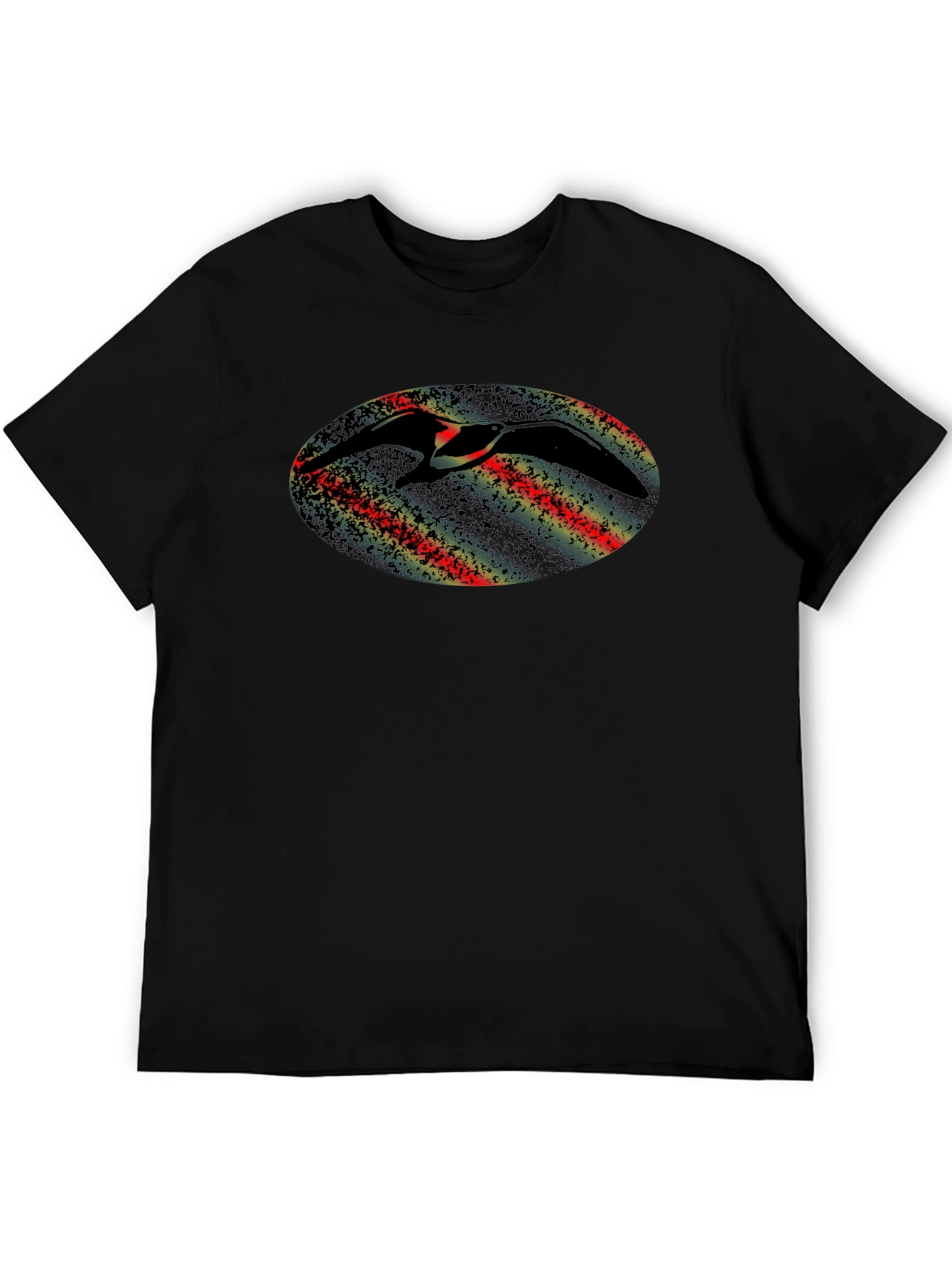Abstract Bird Graphic Black T-Shirt