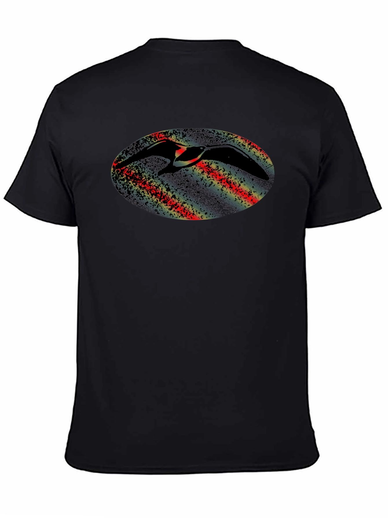 Abstract Bird Graphic Black T-Shirt
