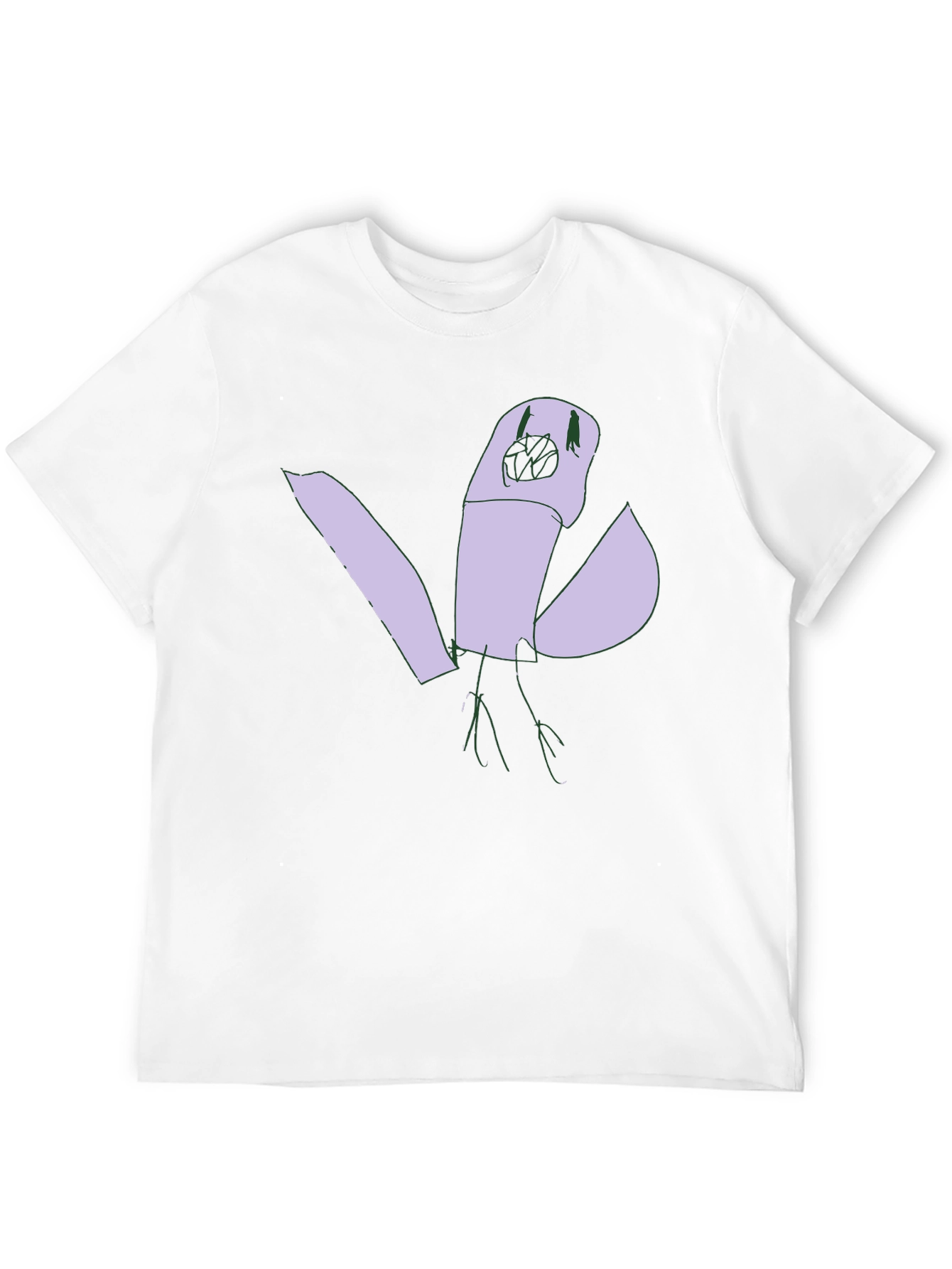 Abstract Bird Graphic Tee - Black Cotton Casual Shirt