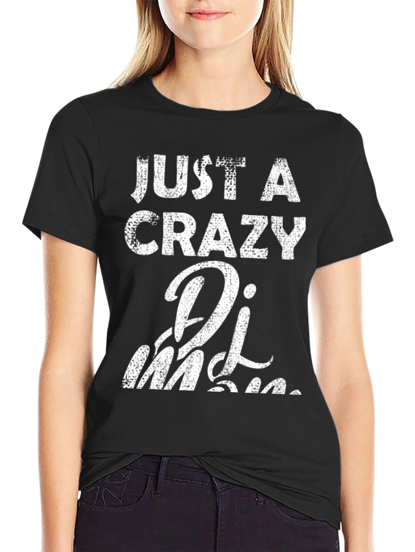 Crazy DJ Life Graphic T-Shirt - Black