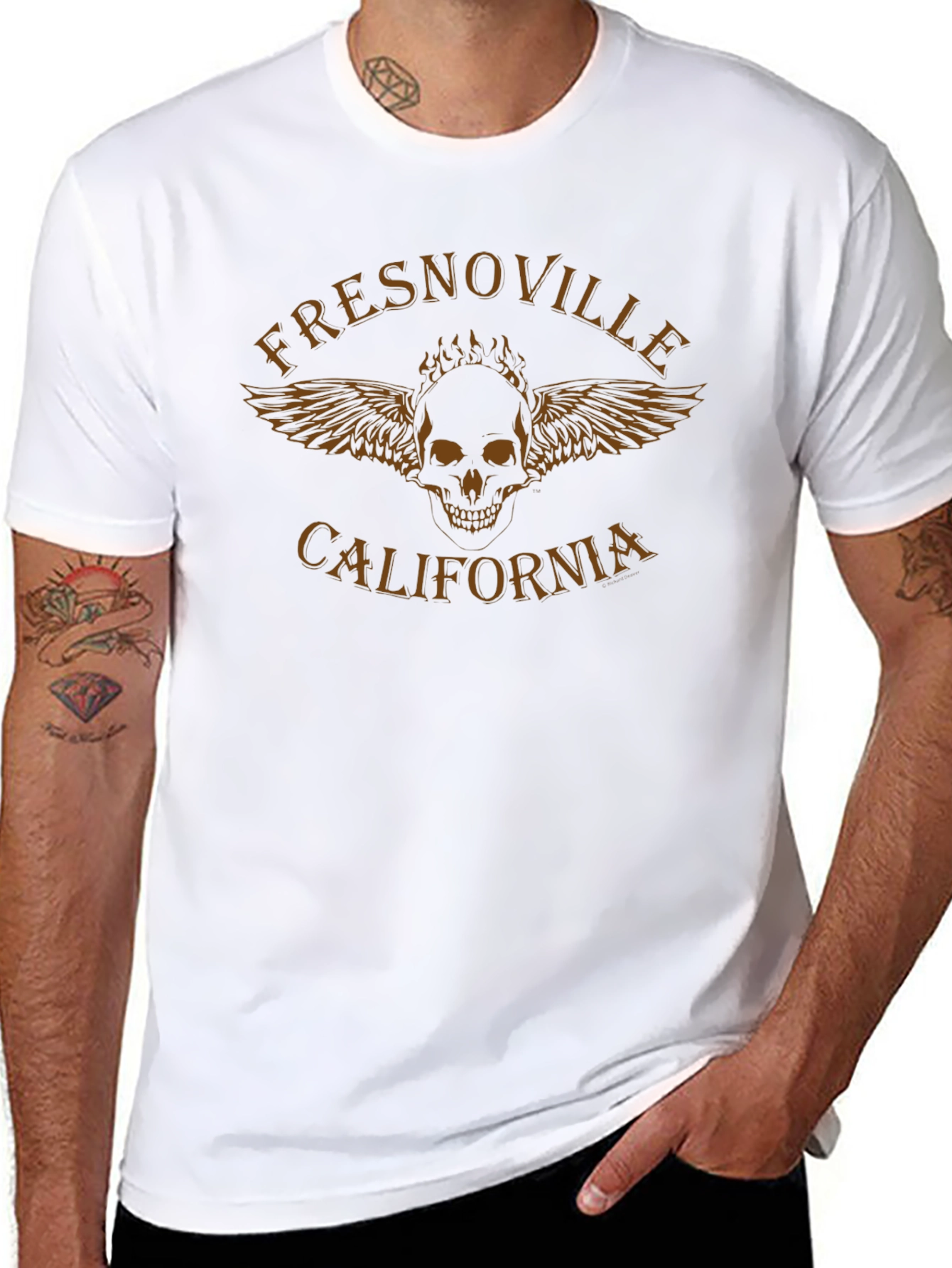 Fresnoville California Skull Wings Graphic Tee - Black