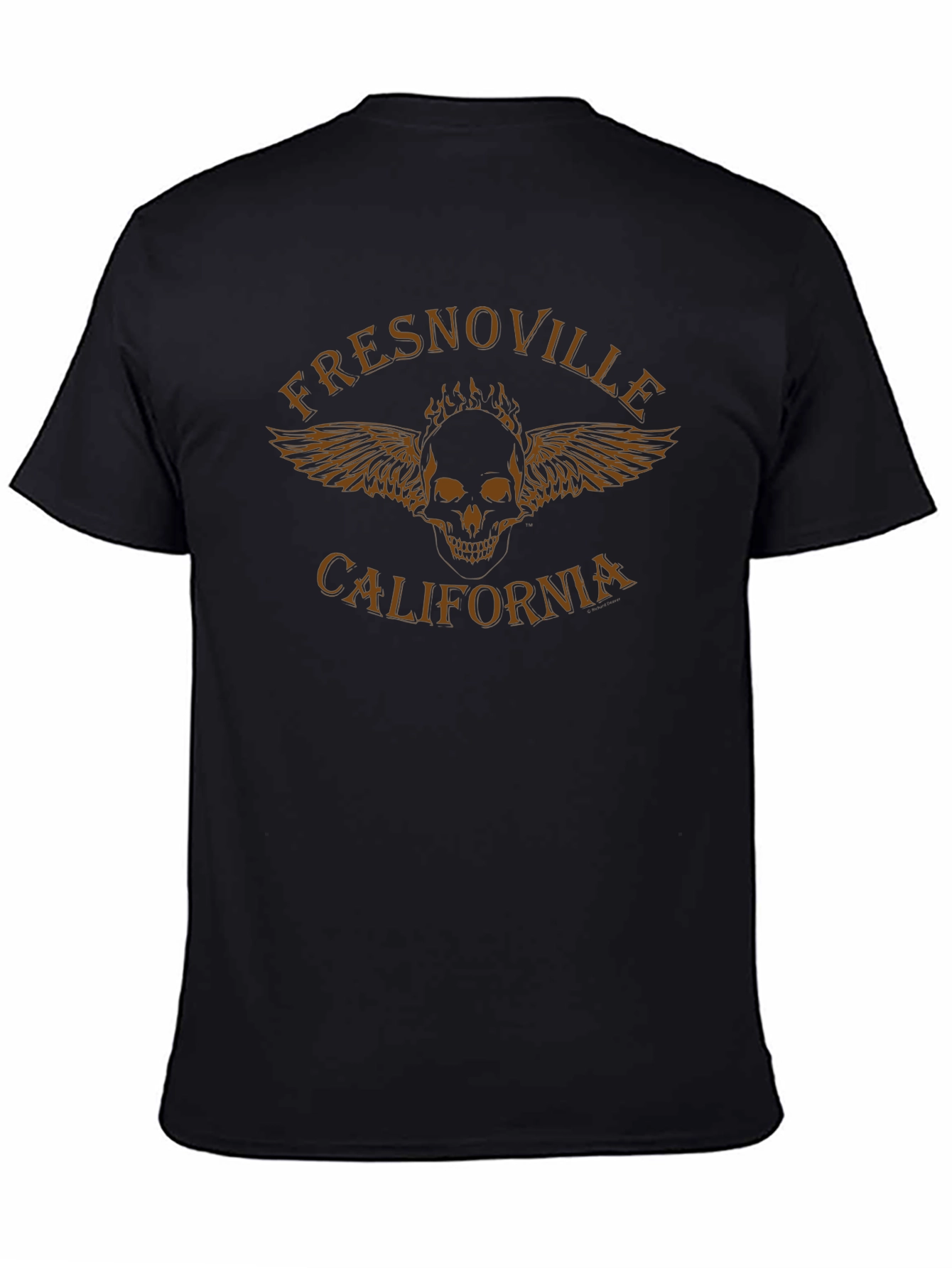 Fresnoville California Skull Wings Graphic Tee - Black