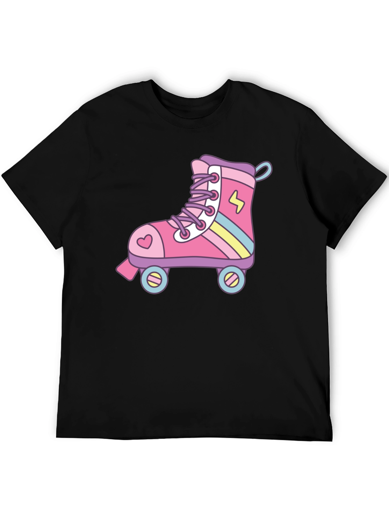 Retro Roller Skate Graphic T-Shirt - Black Cotton Tee