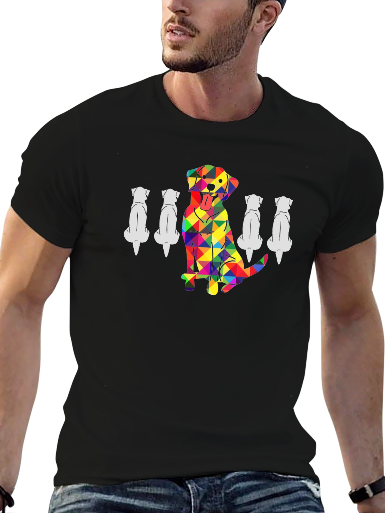 Rainbow Geometric Dog Lover T-Shirt