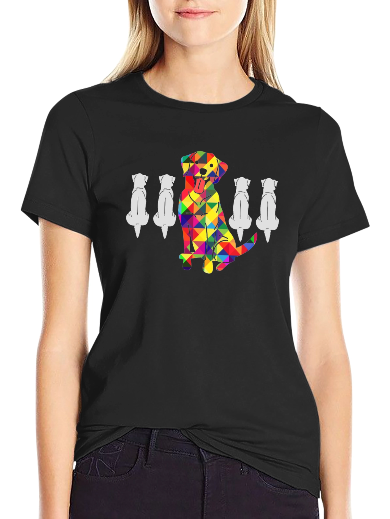Rainbow Geometric Dog Lover T-Shirt