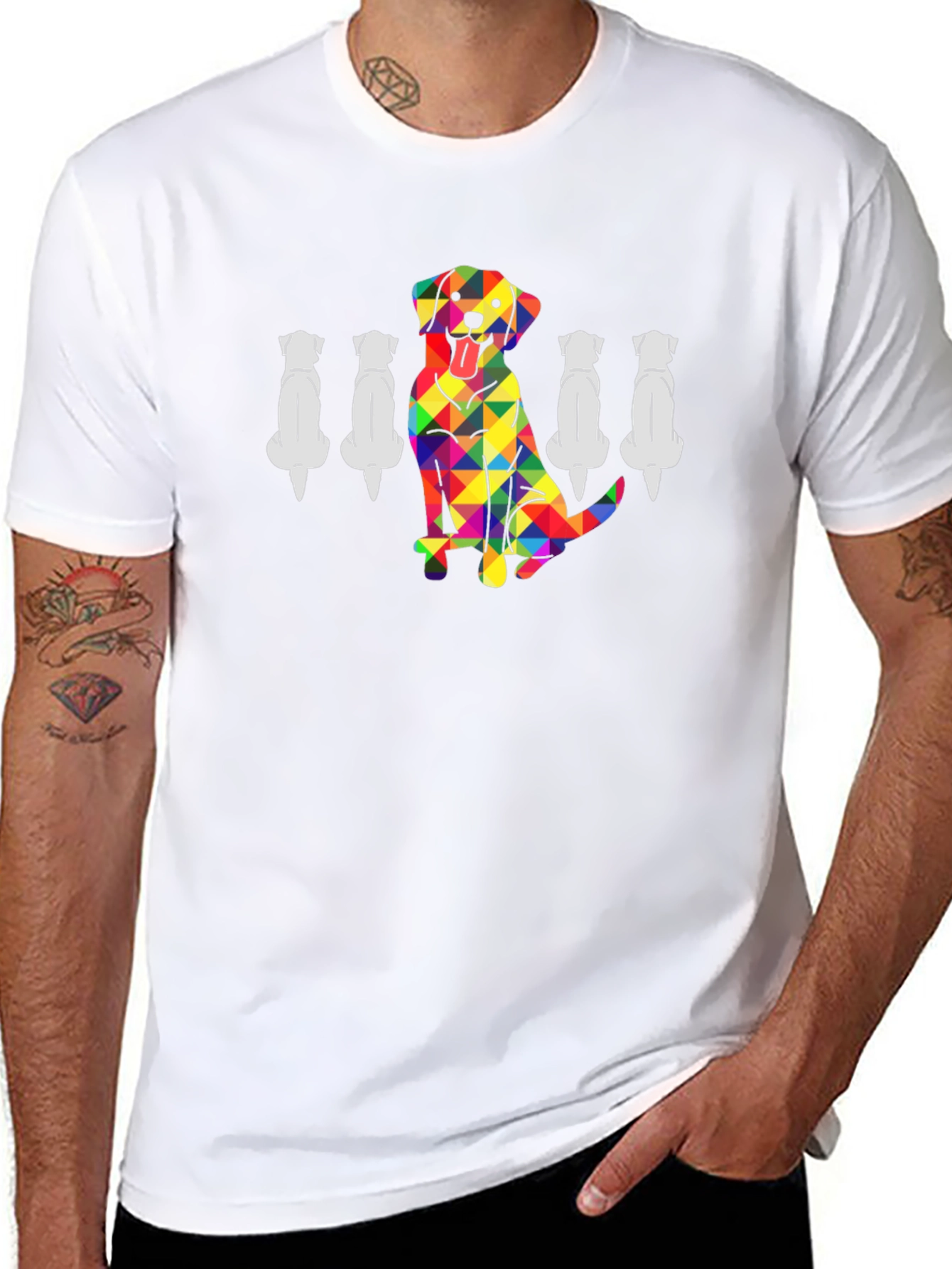 Rainbow Geometric Dog Lover T-Shirt