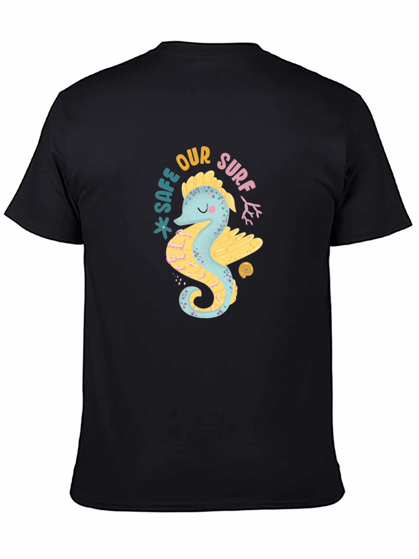 Safe Our Surf Seahorse Graphic Black Tee