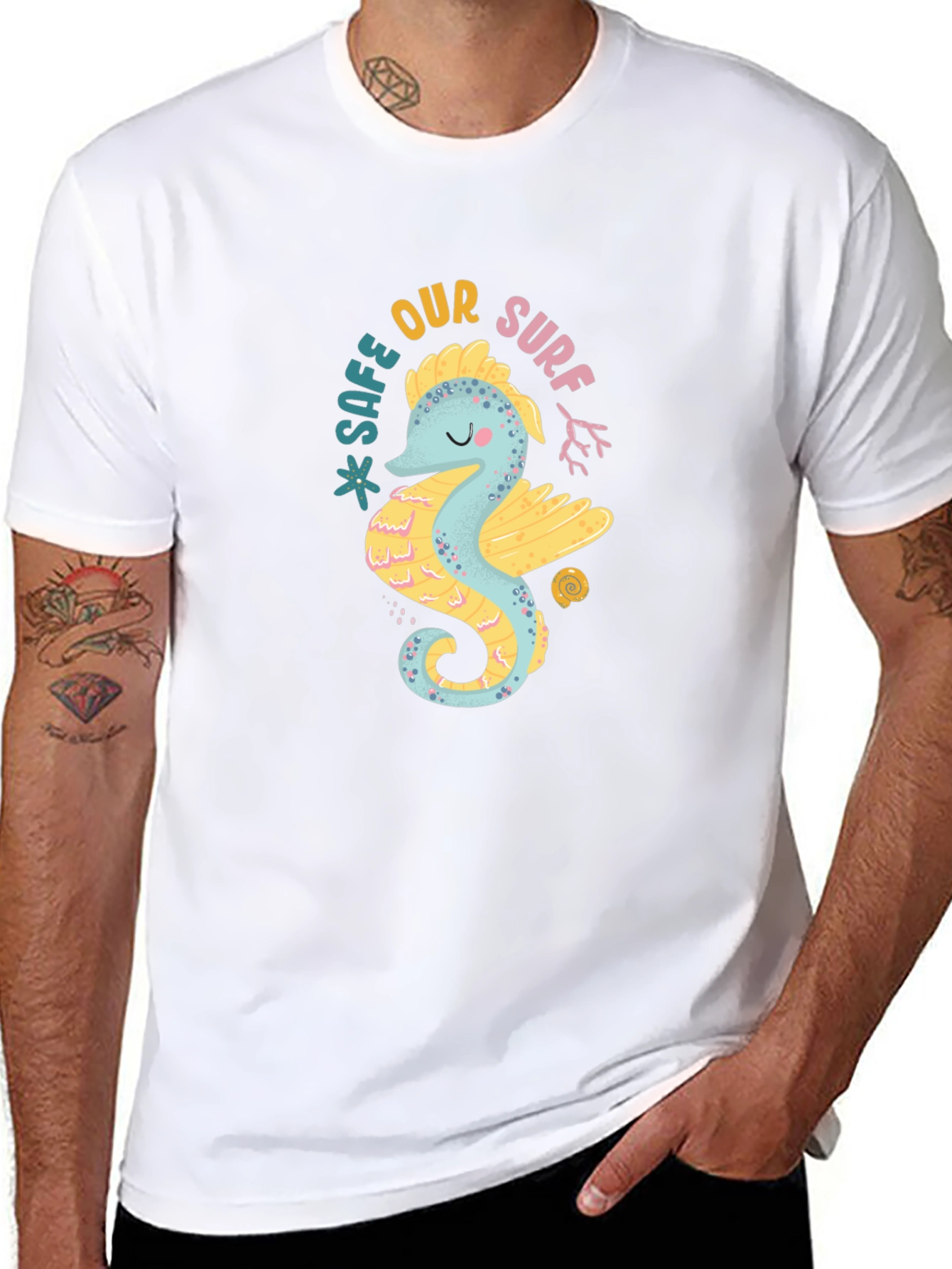Safe Our Surf Seahorse Graphic Black Tee