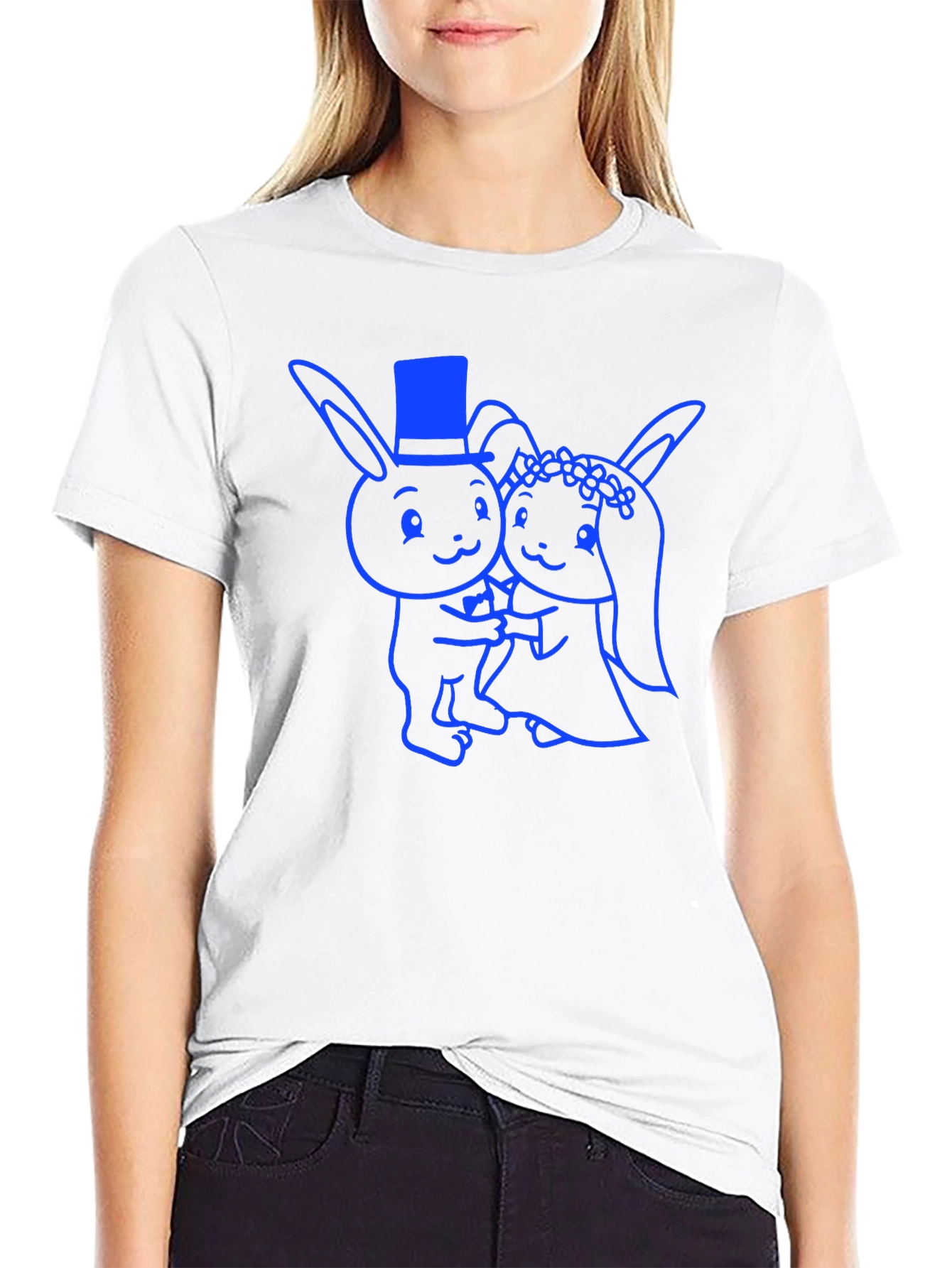 Wedding Bunny T-Shirt - Cute Cartoon Couple Design
