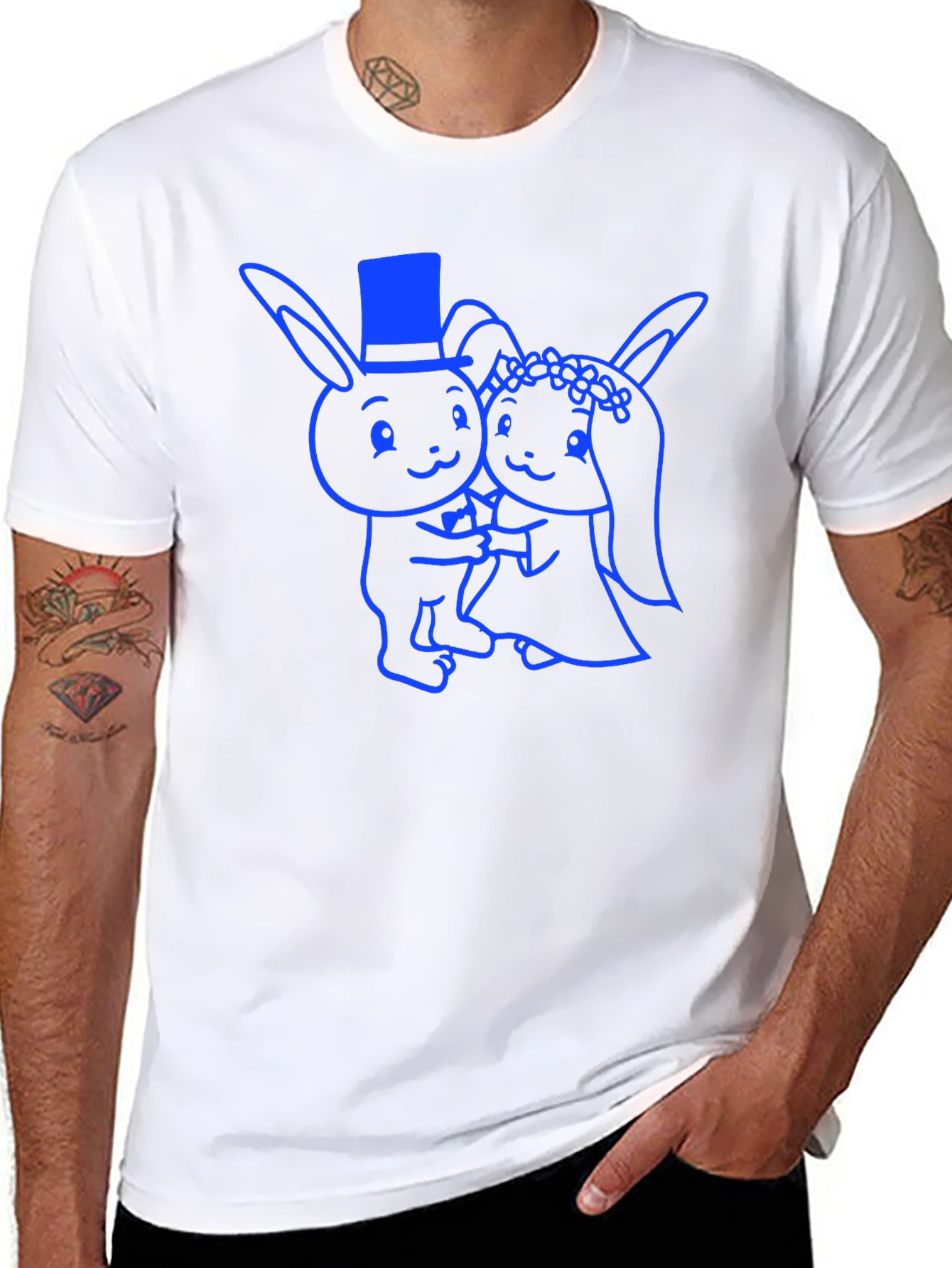 Wedding Bunny T-Shirt - Cute Cartoon Couple Design