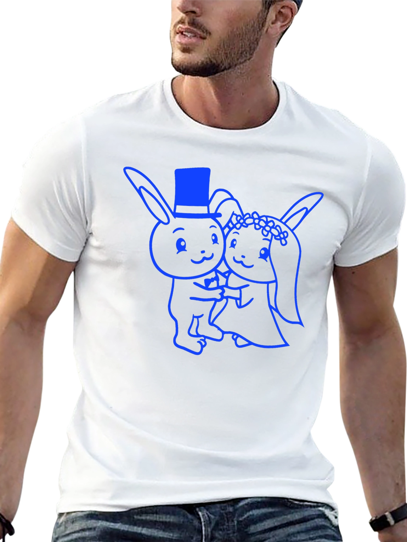 Wedding Bunny T-Shirt - Cute Cartoon Couple Design